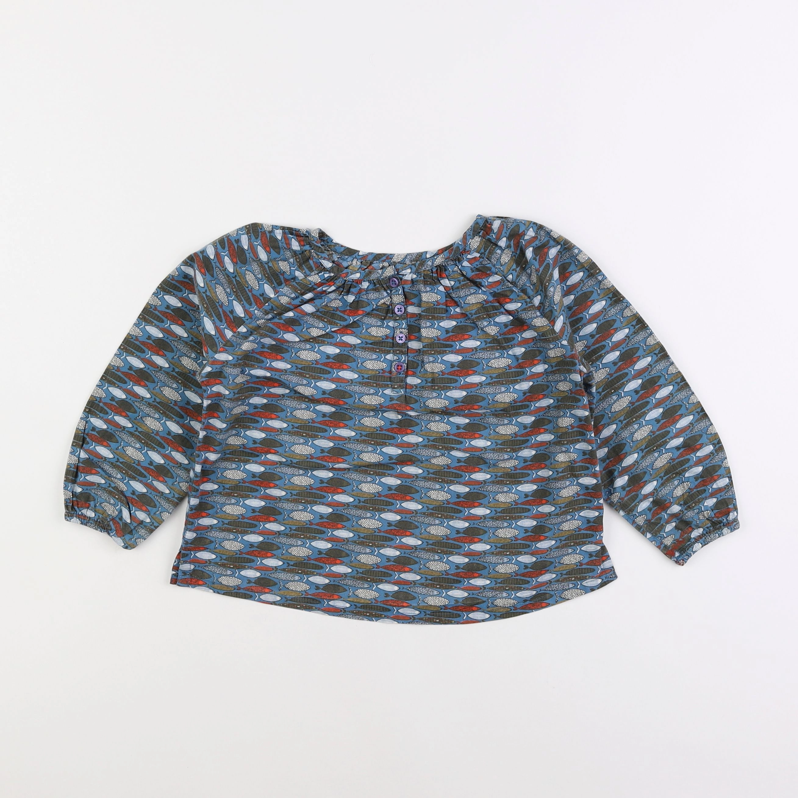 Monoprix - blouse bleu - 3 ans