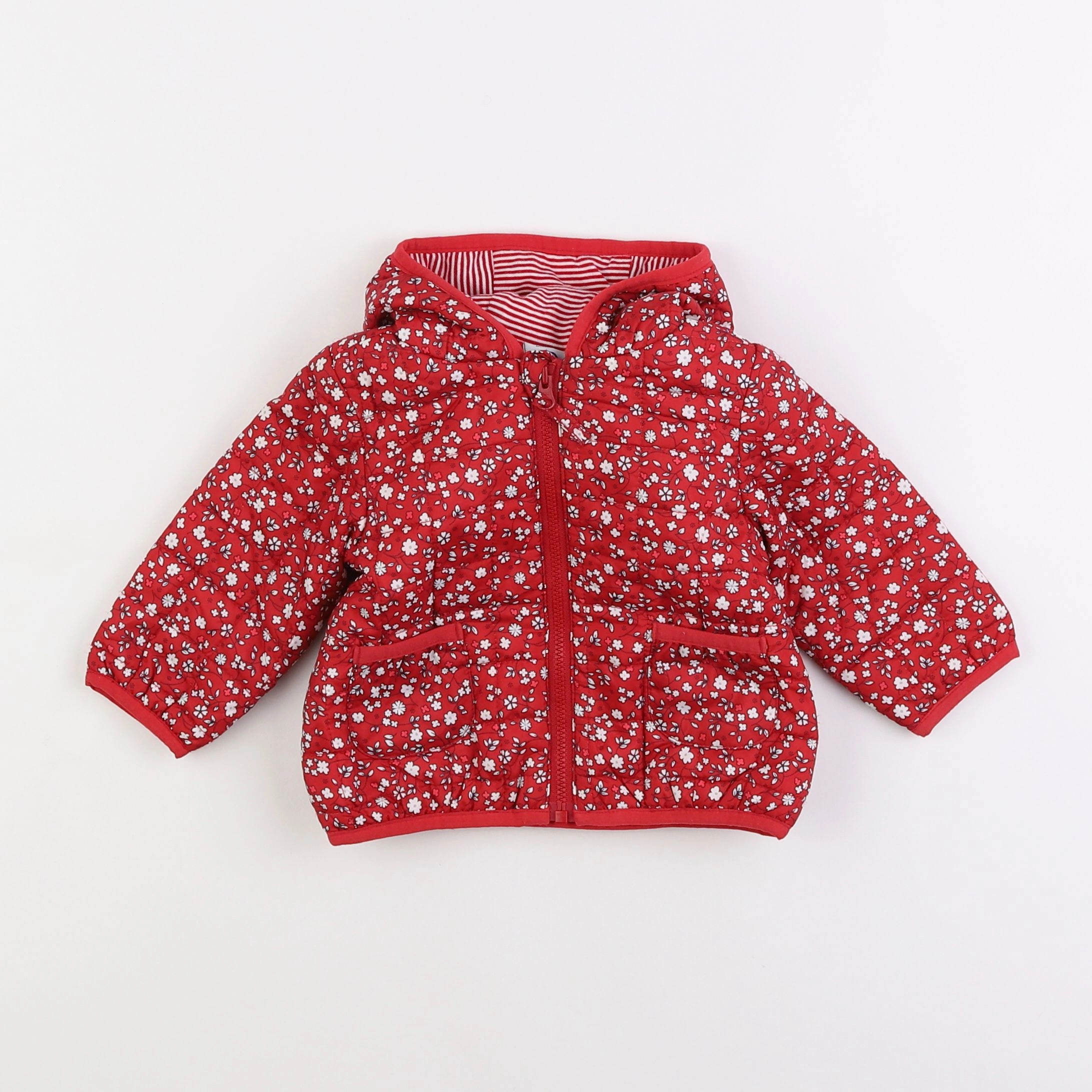 Petit Bateau - doudoune rouge - 6 mois