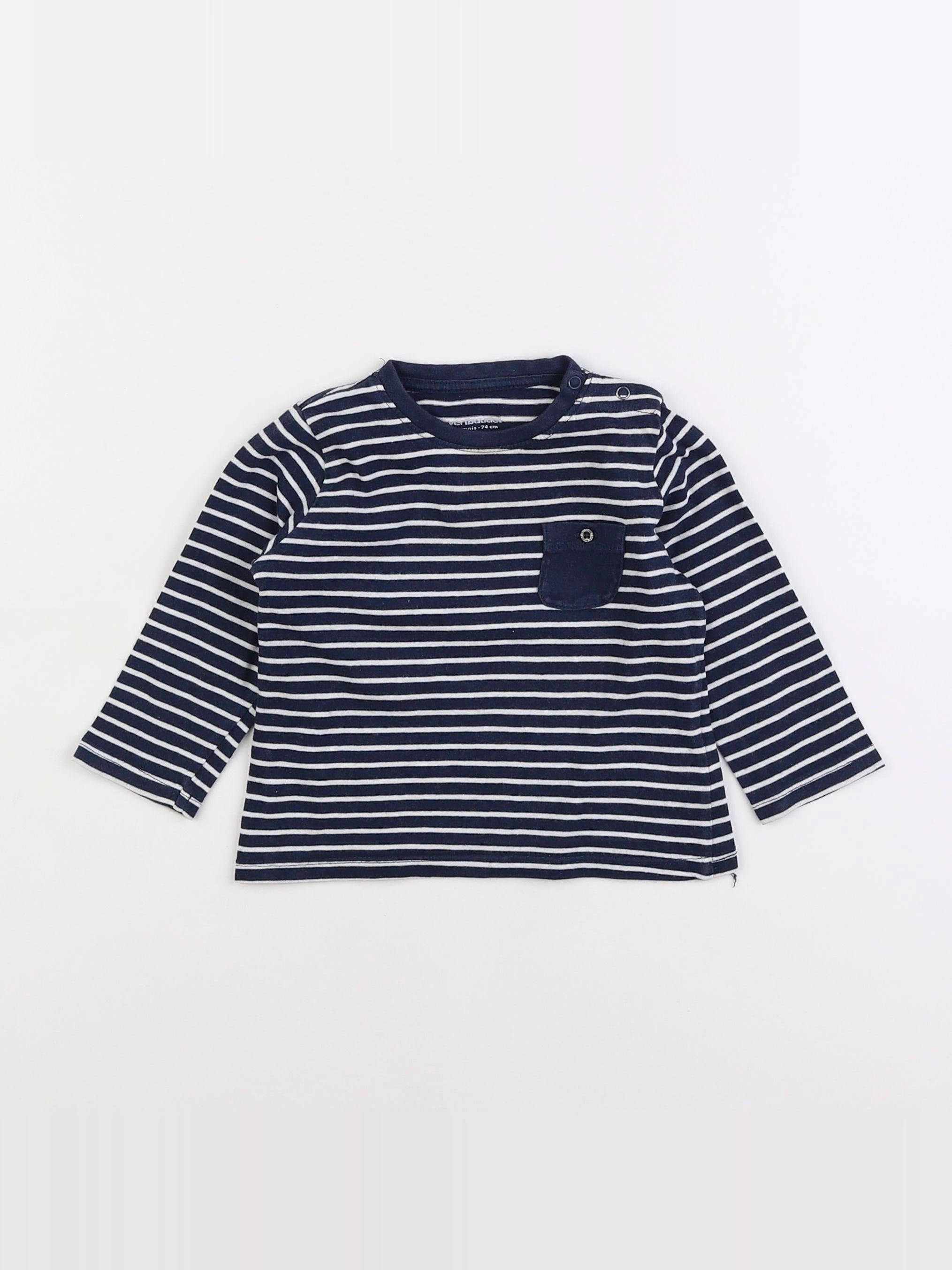 Vertbaudet - tee-shirt bleu - 12 mois