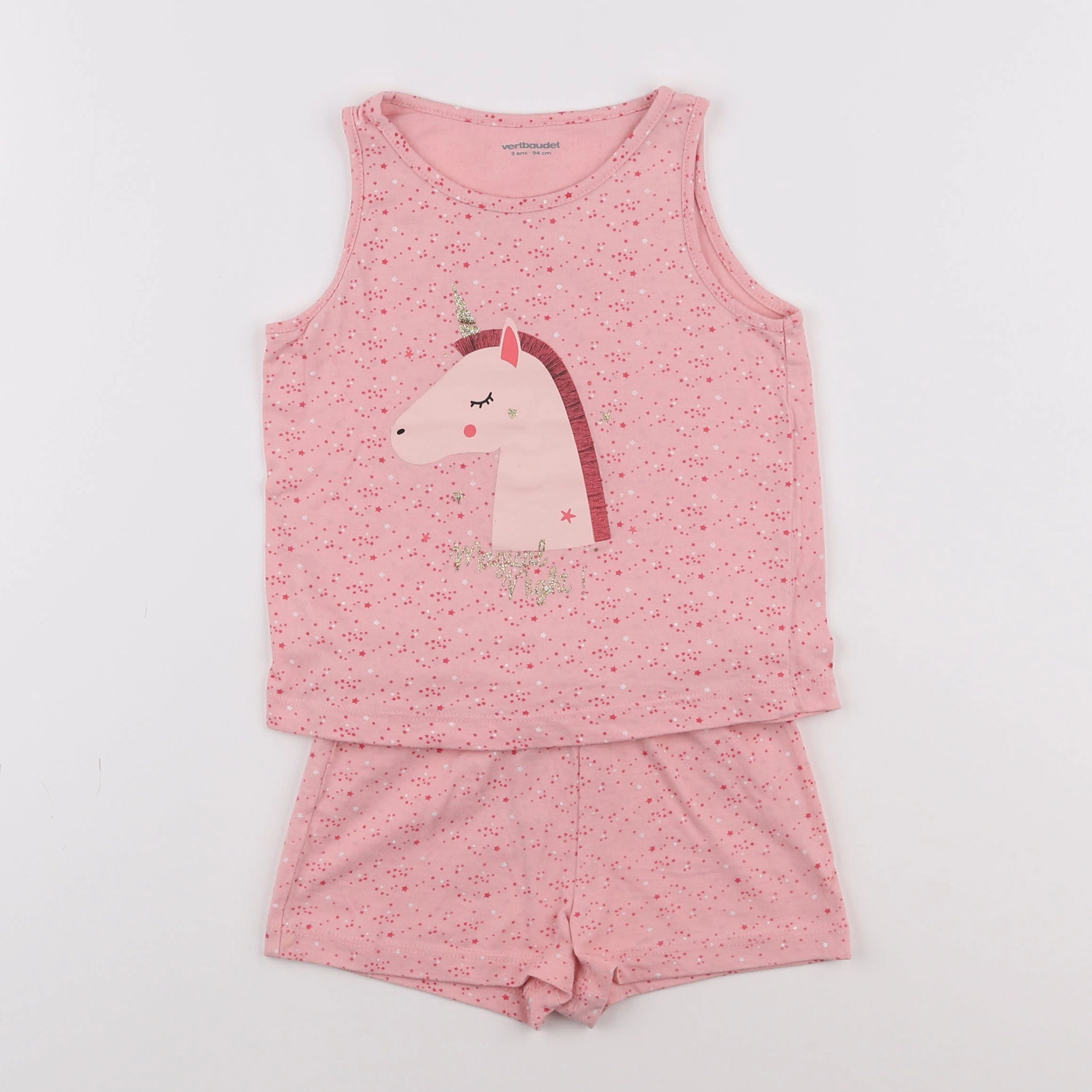 Vertbaudet - pyjama coton rose - 3 ans