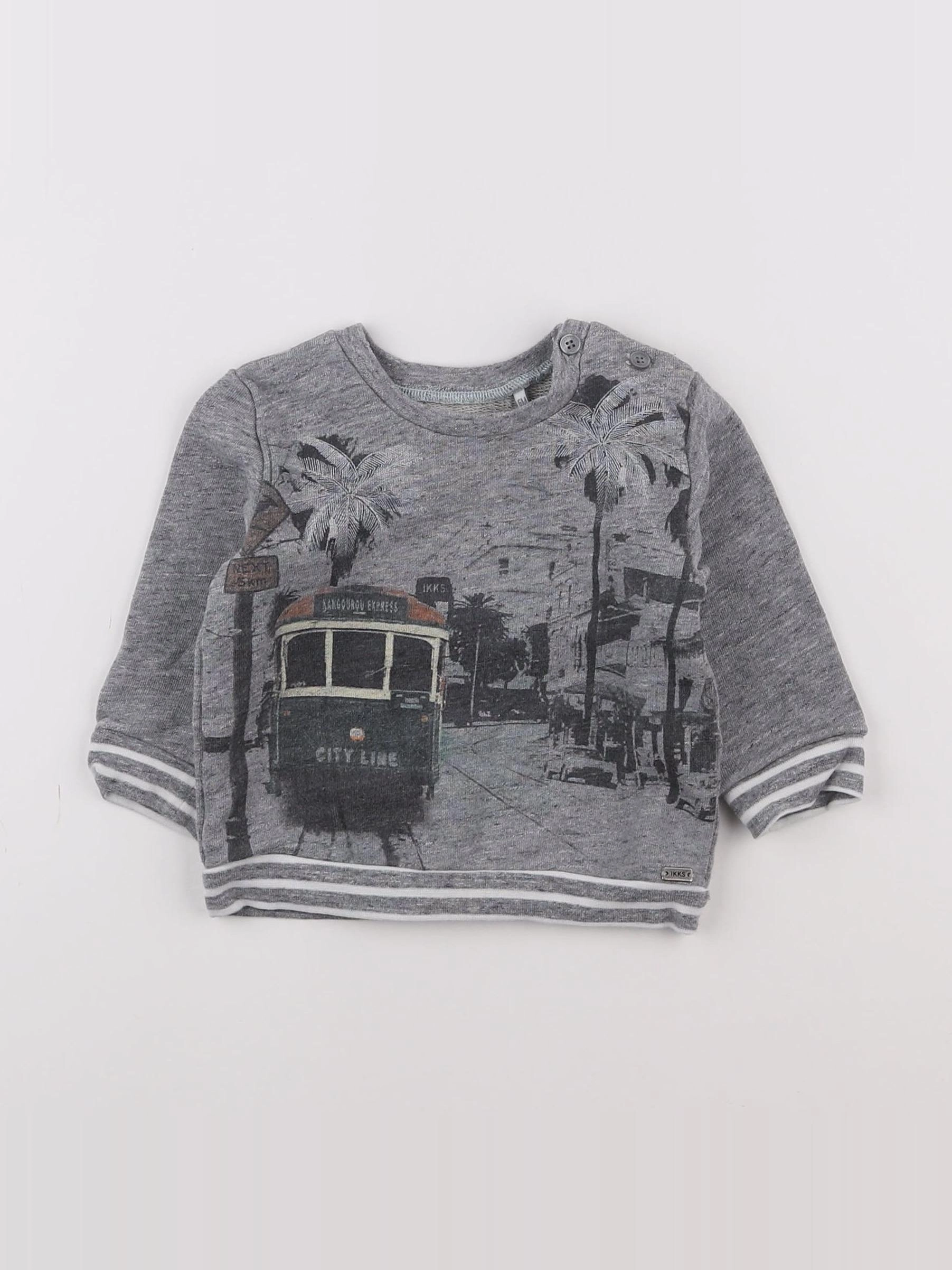 IKKS - sweat gris - 6 mois