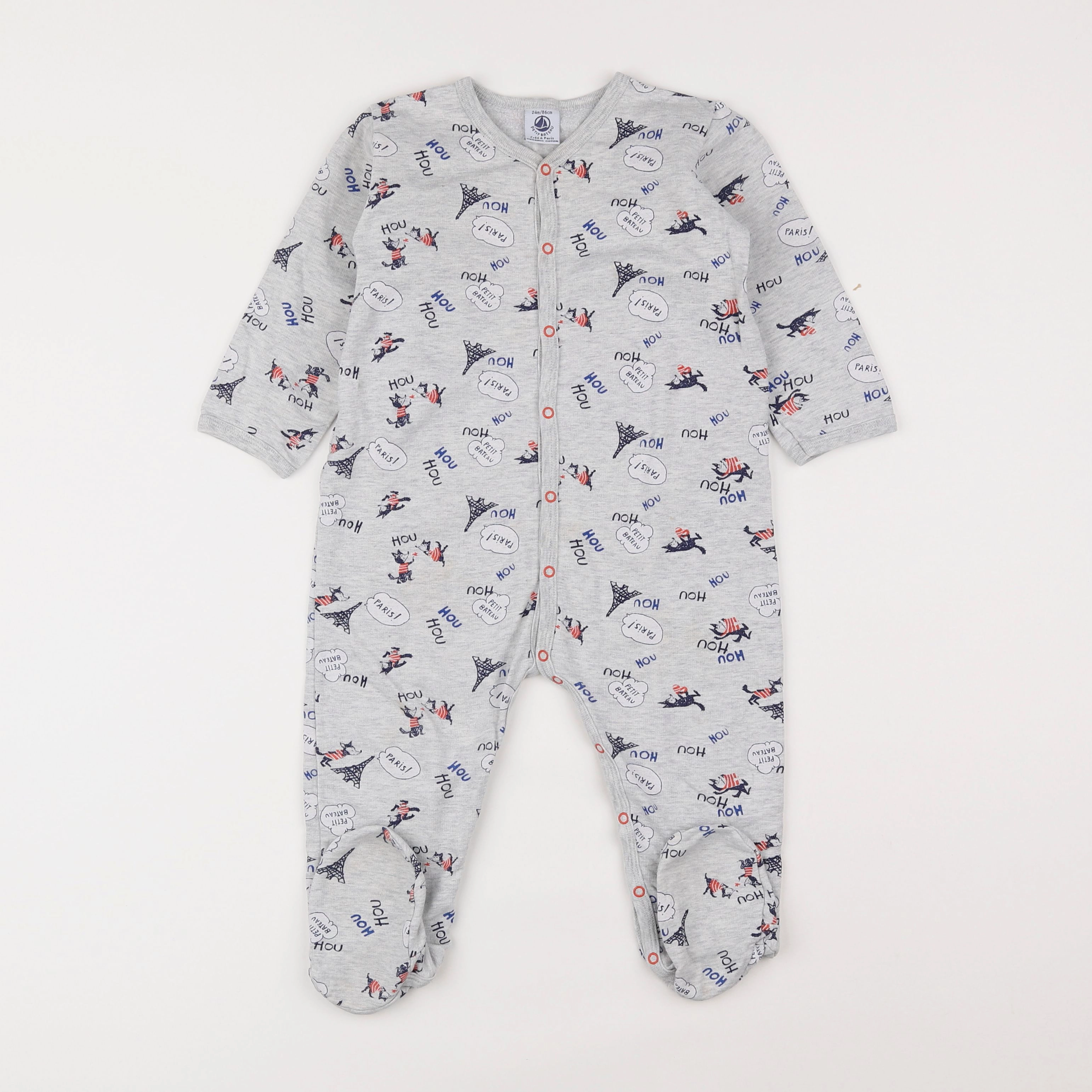 Petit Bateau - pyjama coton gris - 2 ans