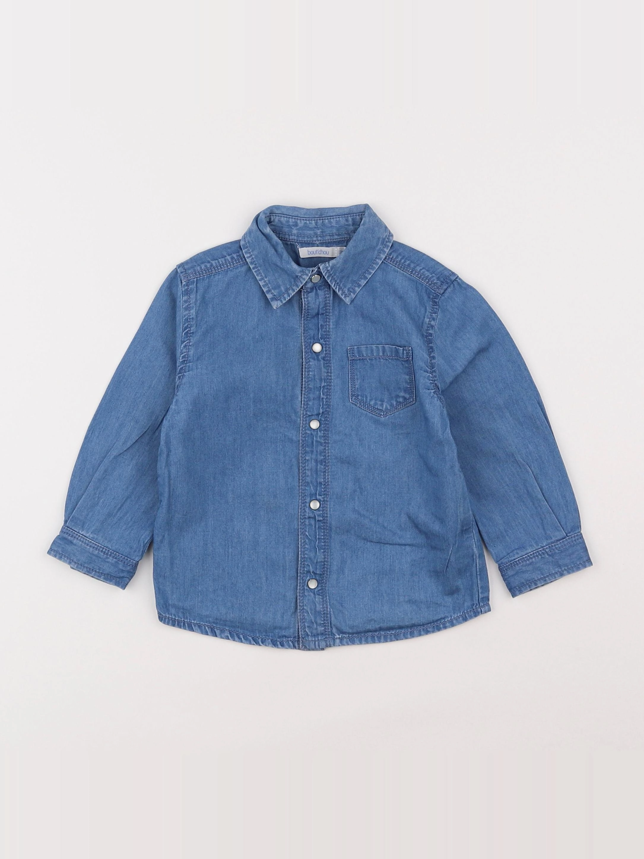 Boutchou - chemise bleu - 12 mois
