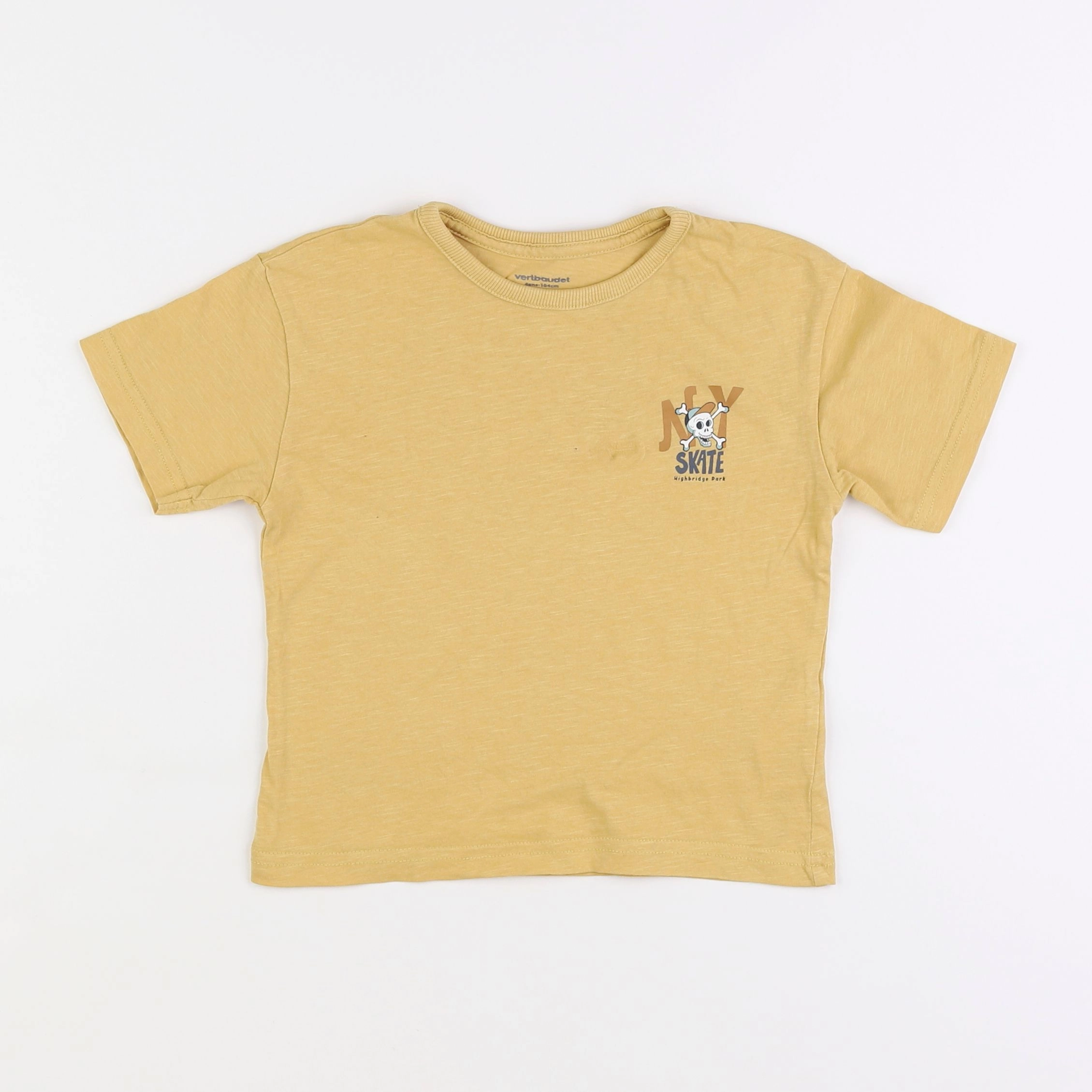 Vertbaudet - tee-shirt imprimé au dos jaune - 4 ans