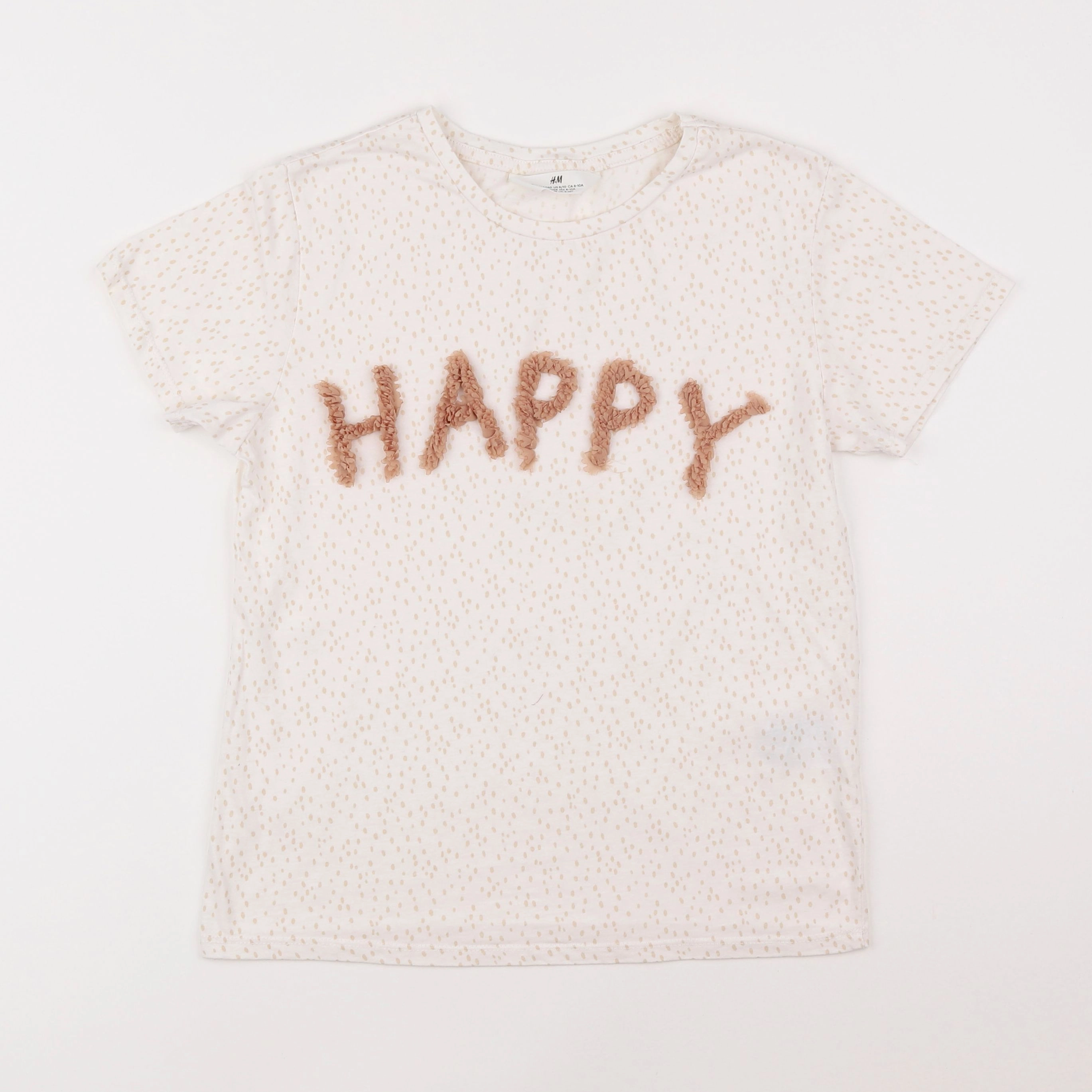 H&M - tee-shirt beige, blanc - 8/10 ans