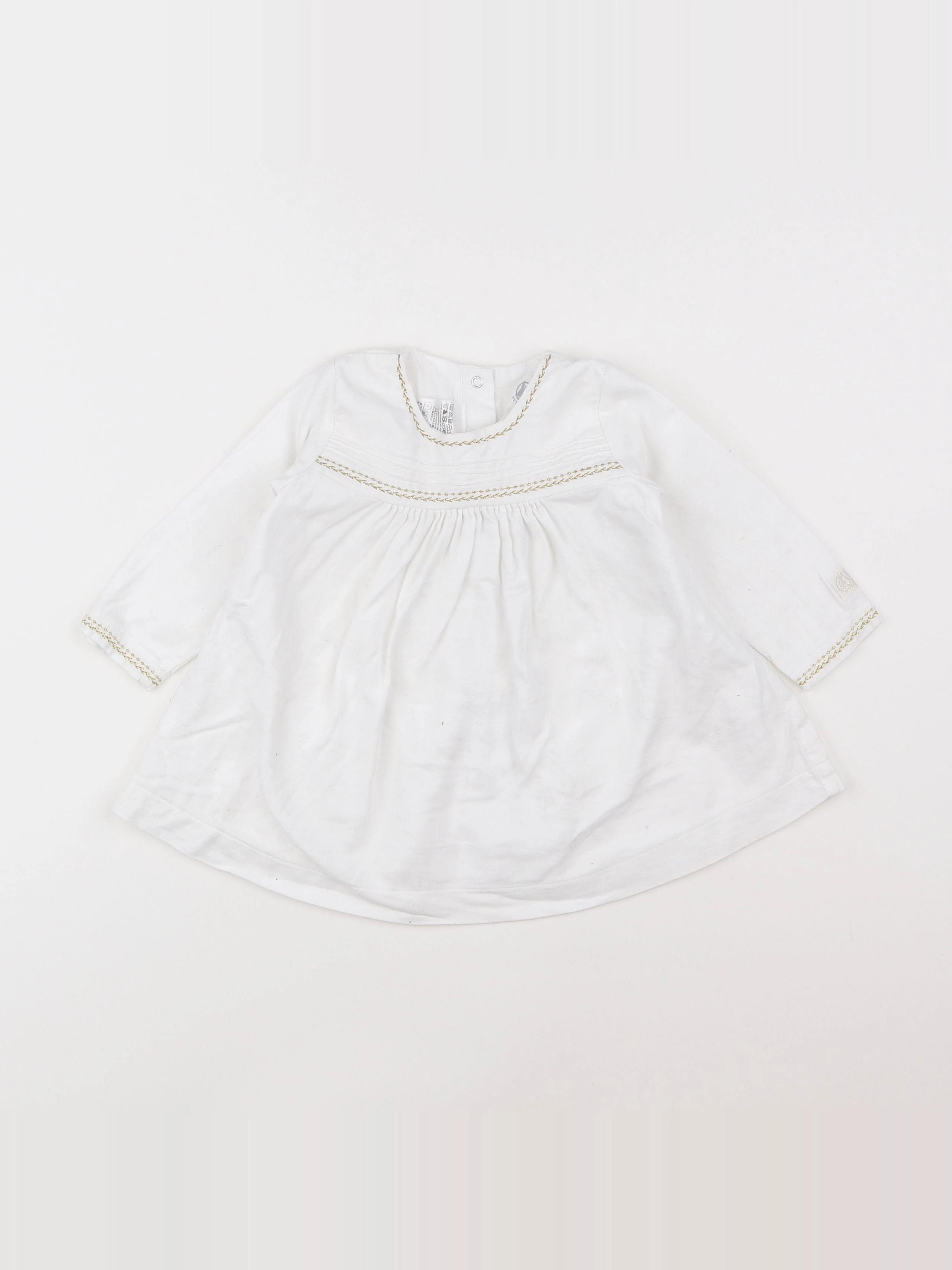 Petit Bateau - robe blanc - 12 mois