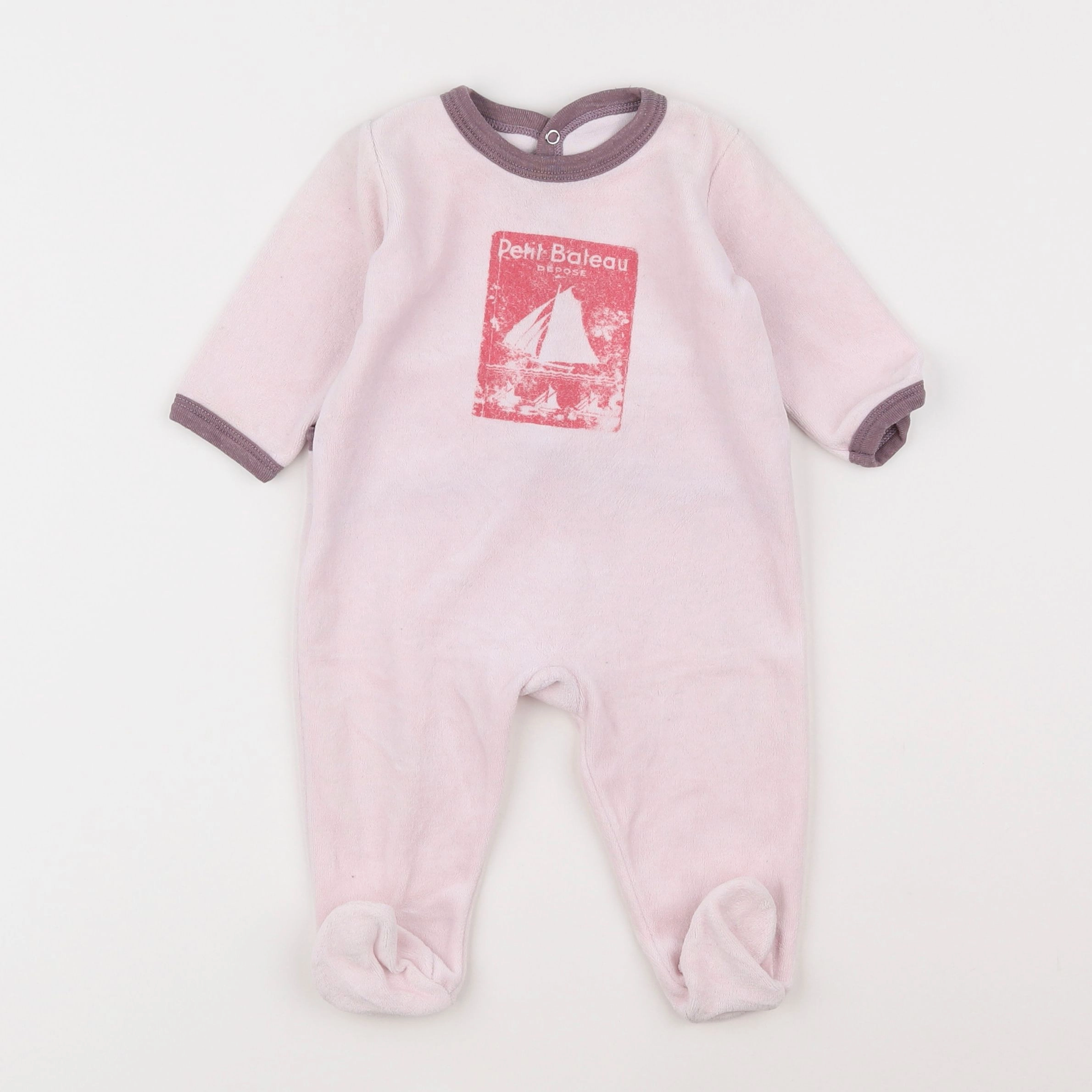 Petit Bateau - pyjama velours rose - 6 mois