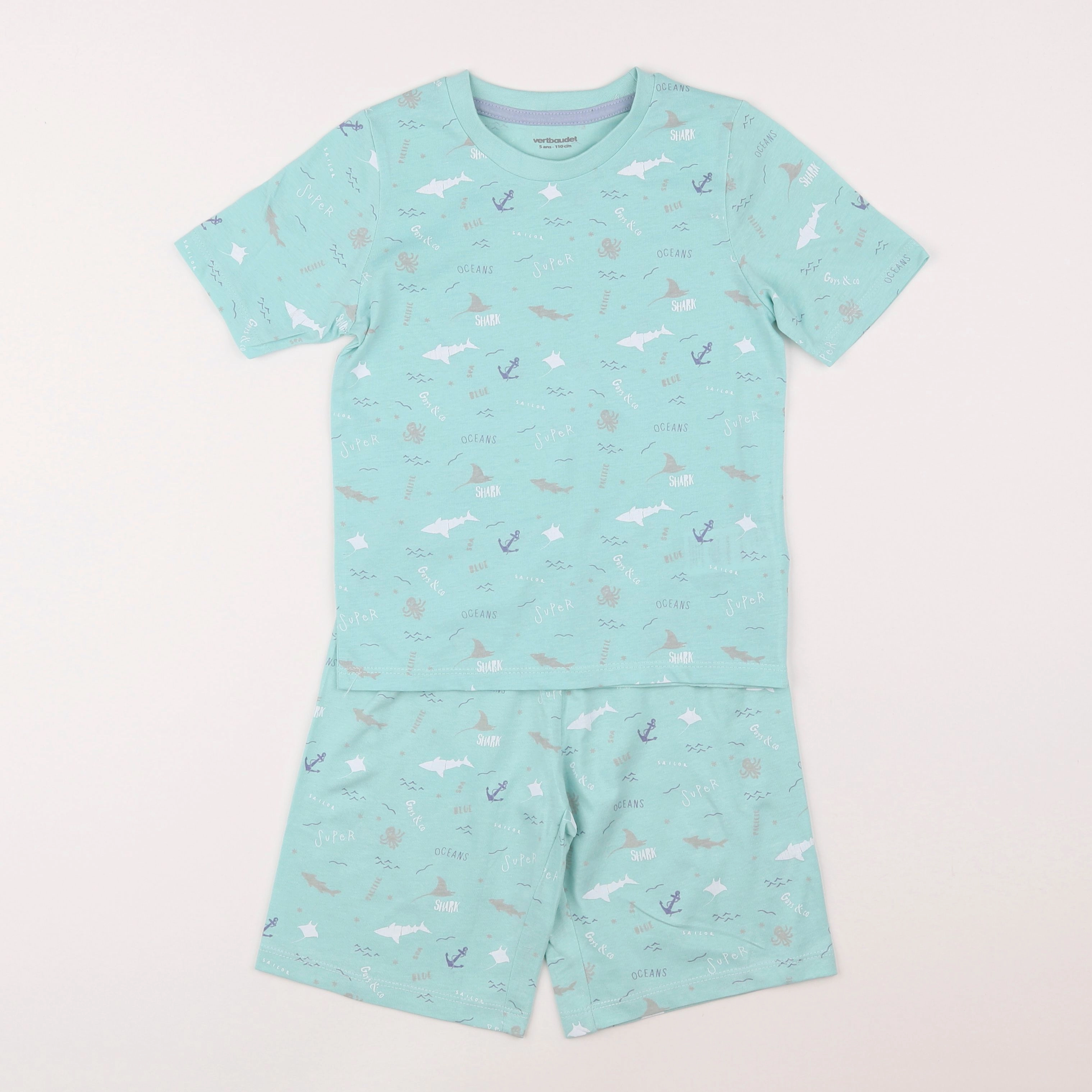 Vertbaudet - pyjama coton vert - 5 ans