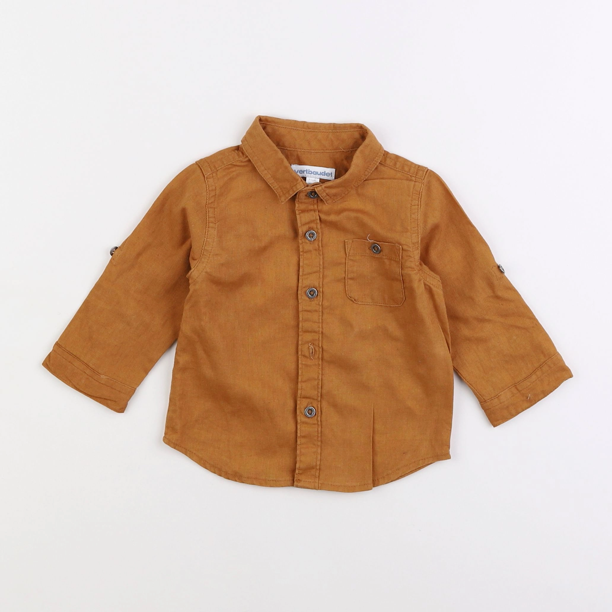 Vertbaudet - chemise marron - 9 mois