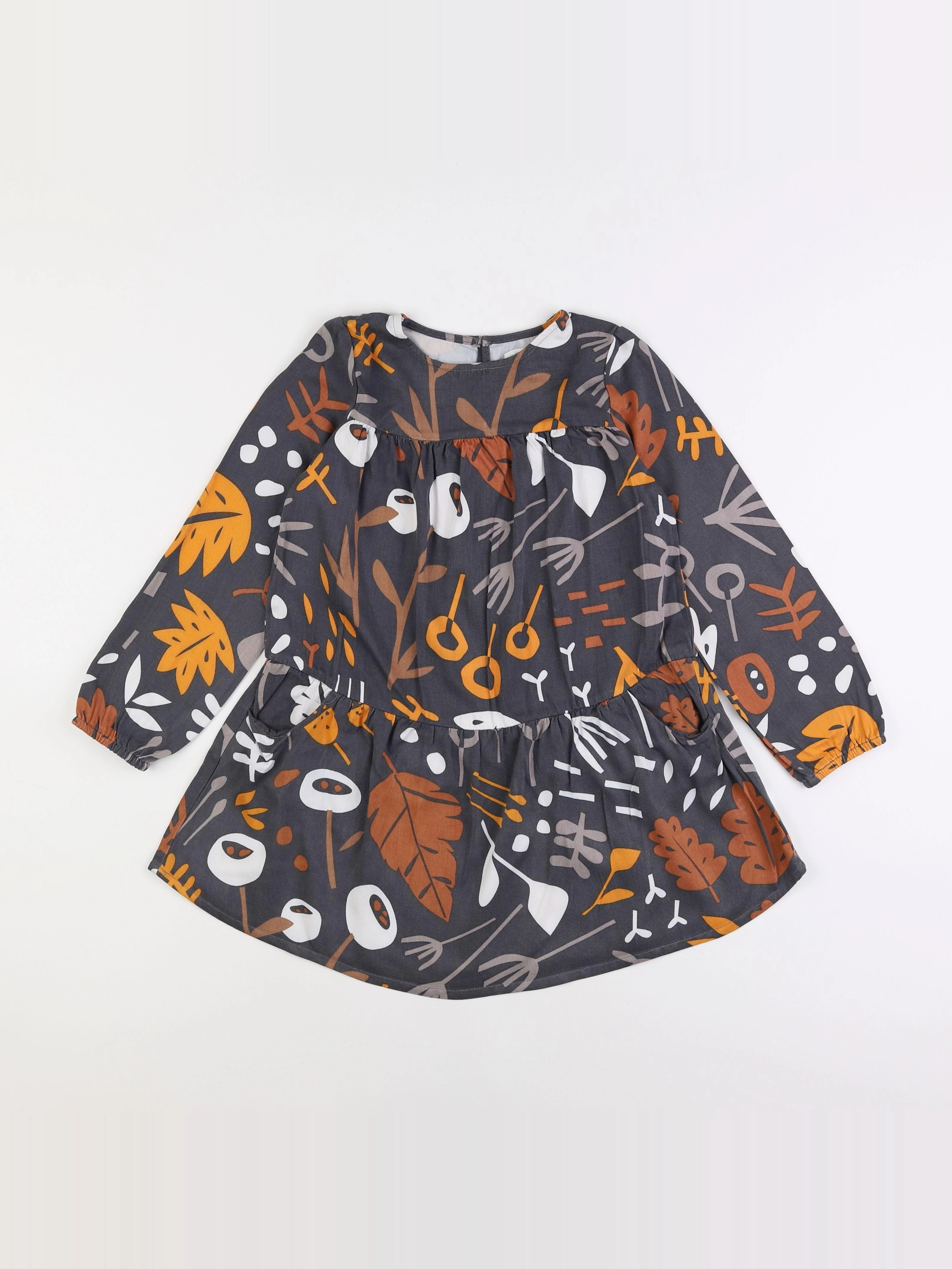 Vertbaudet - robe gris, orange - 8 ans