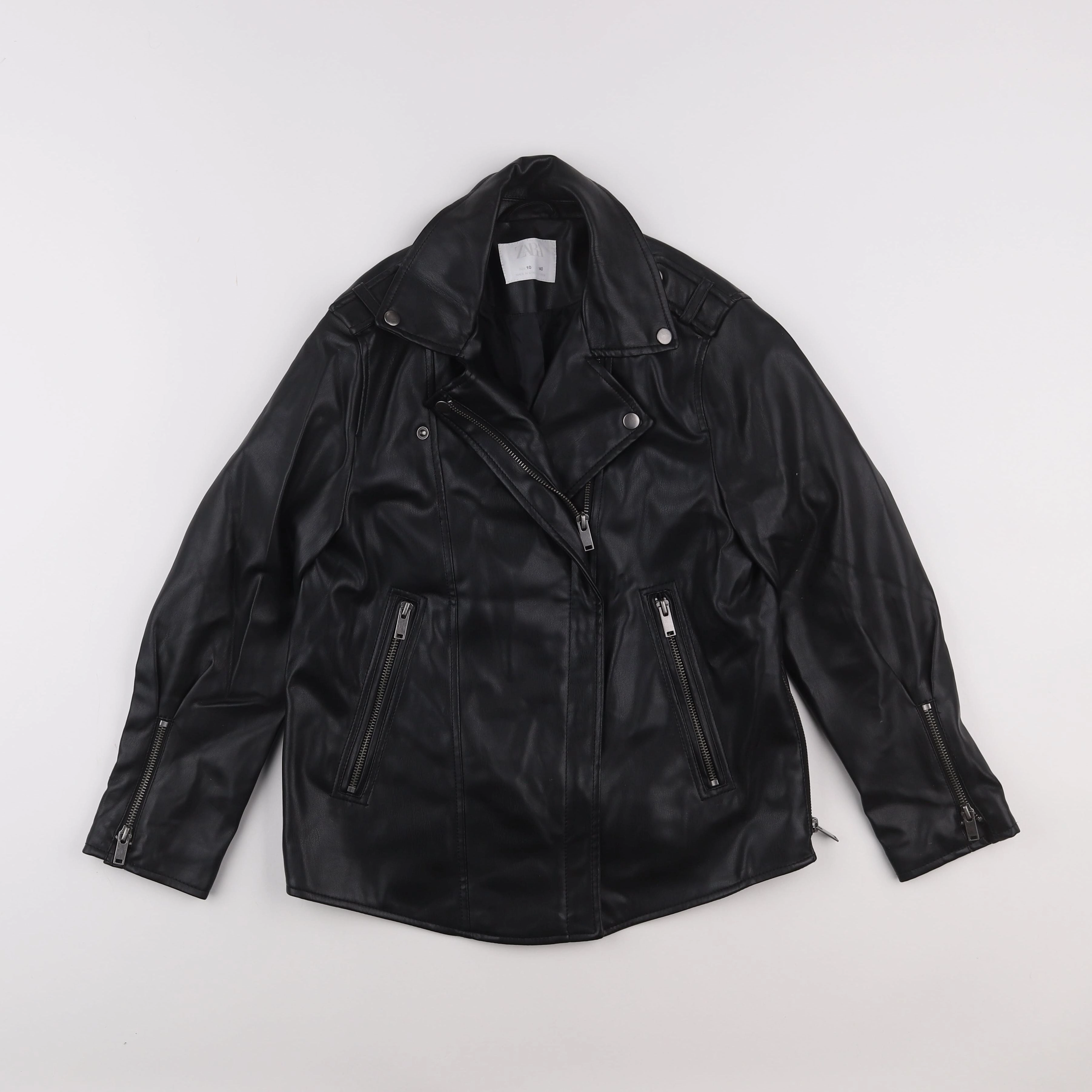 Zara - veste simili cuir noir - 10 ans