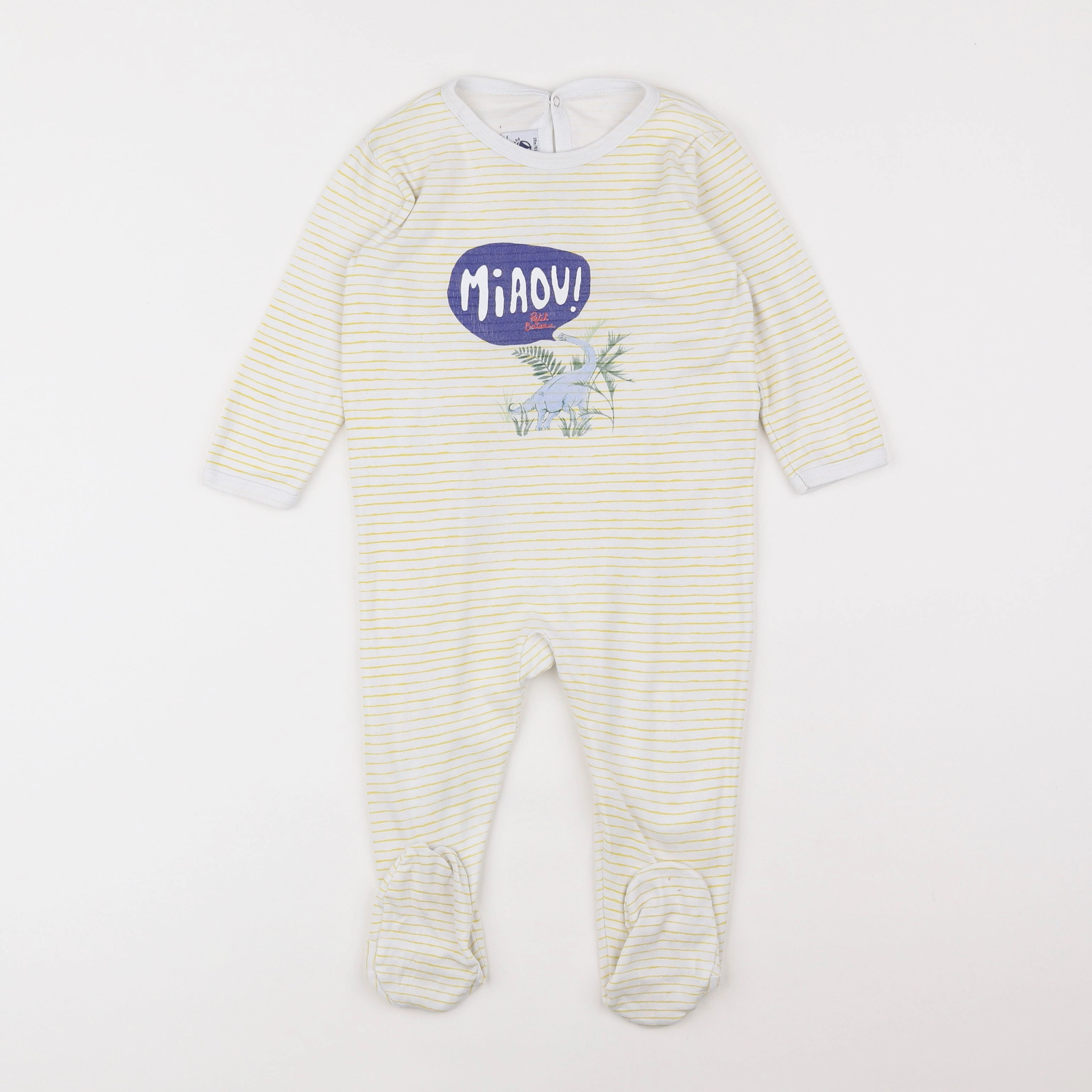 Petit Bateau - pyjama coton blanc, jaune - 18 mois