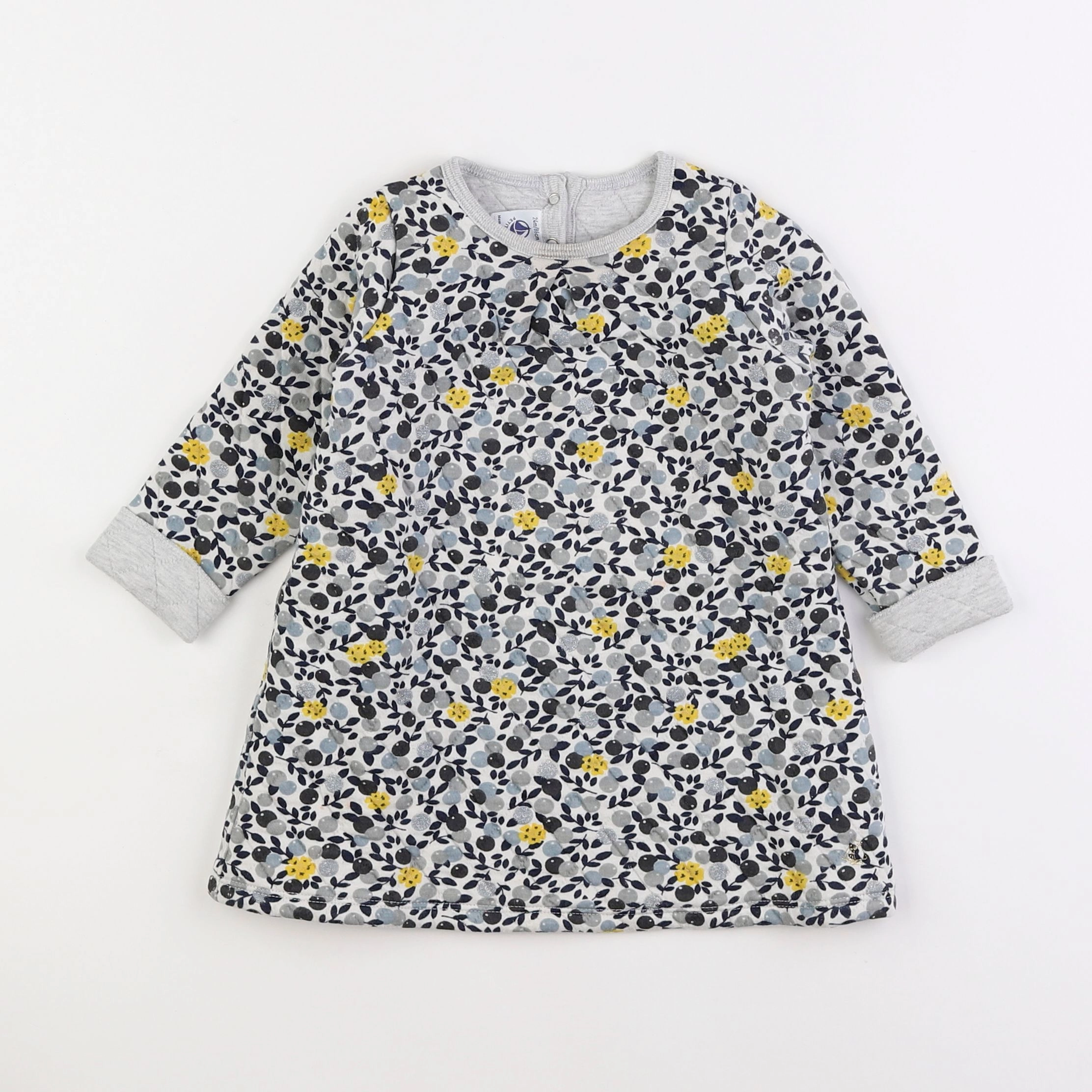 Petit Bateau - robe gris, jaune - 2 ans