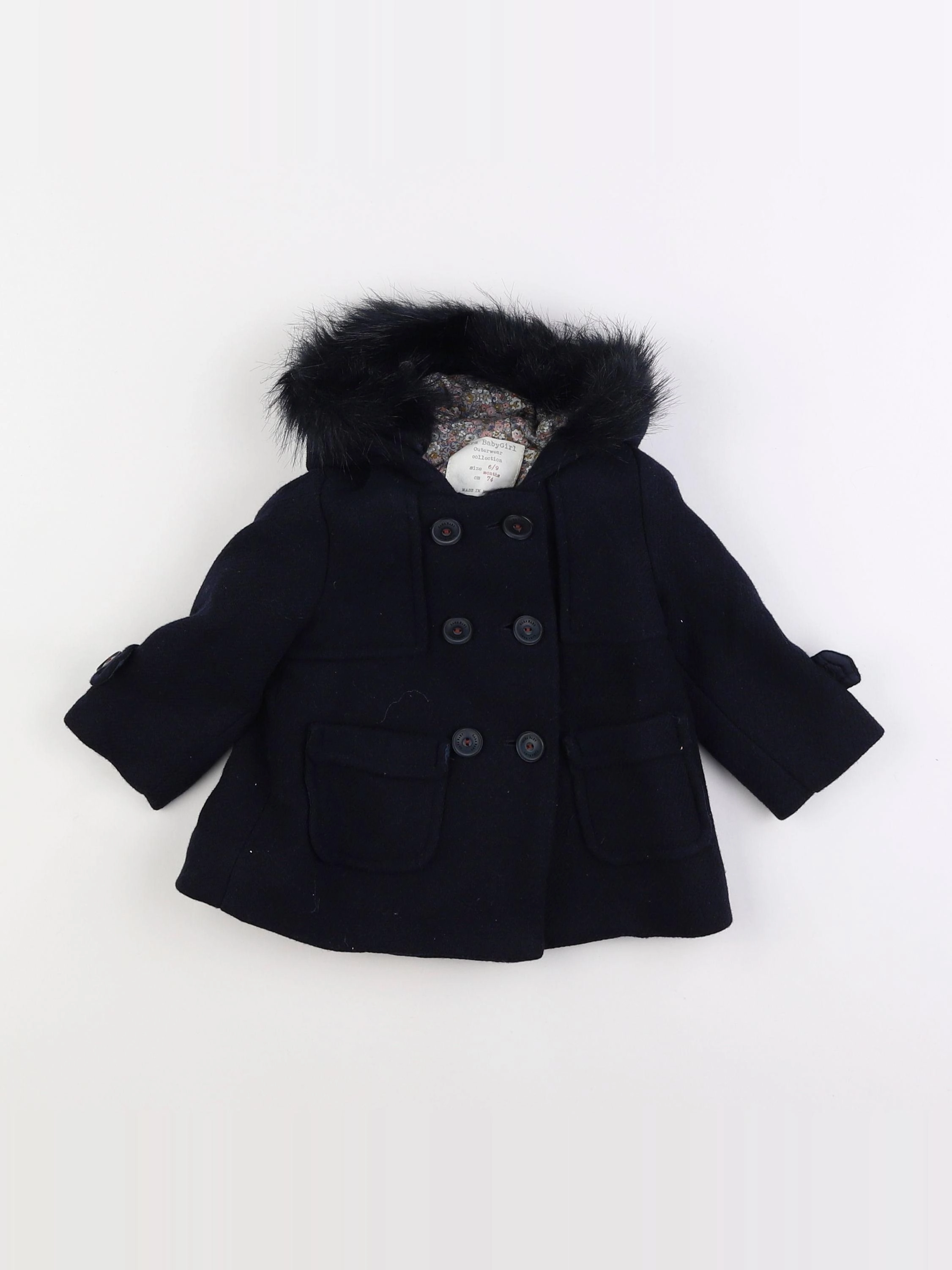 Zara - manteau bleu - 6/9 mois