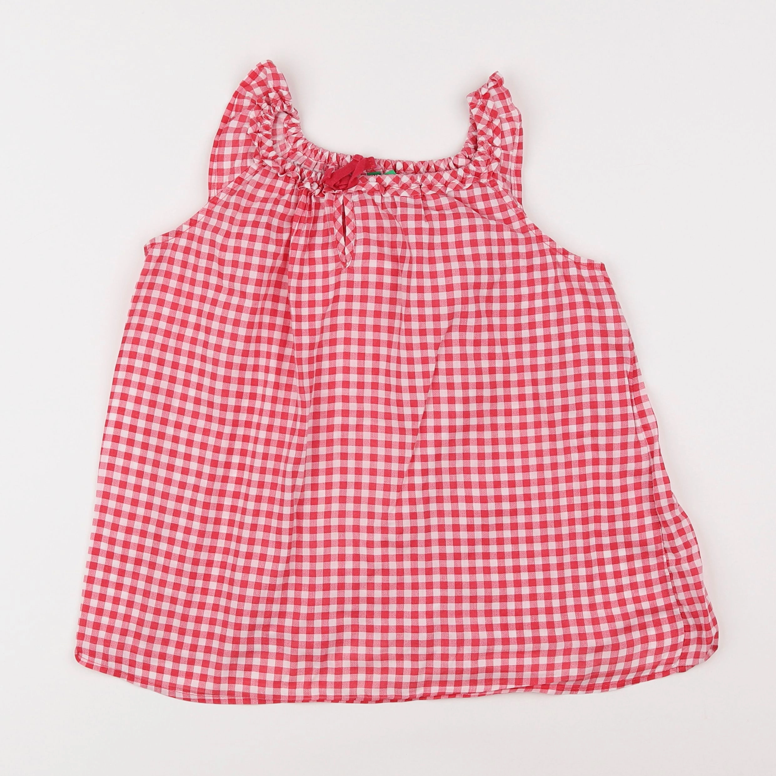 Benetton - blouse blanc, rose - 7/8 ans