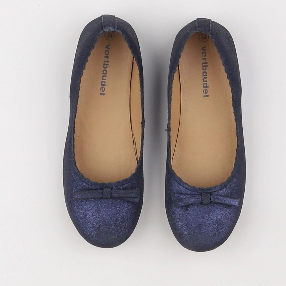 Vertbaudet - ballerines bleu, argent - pointure 34