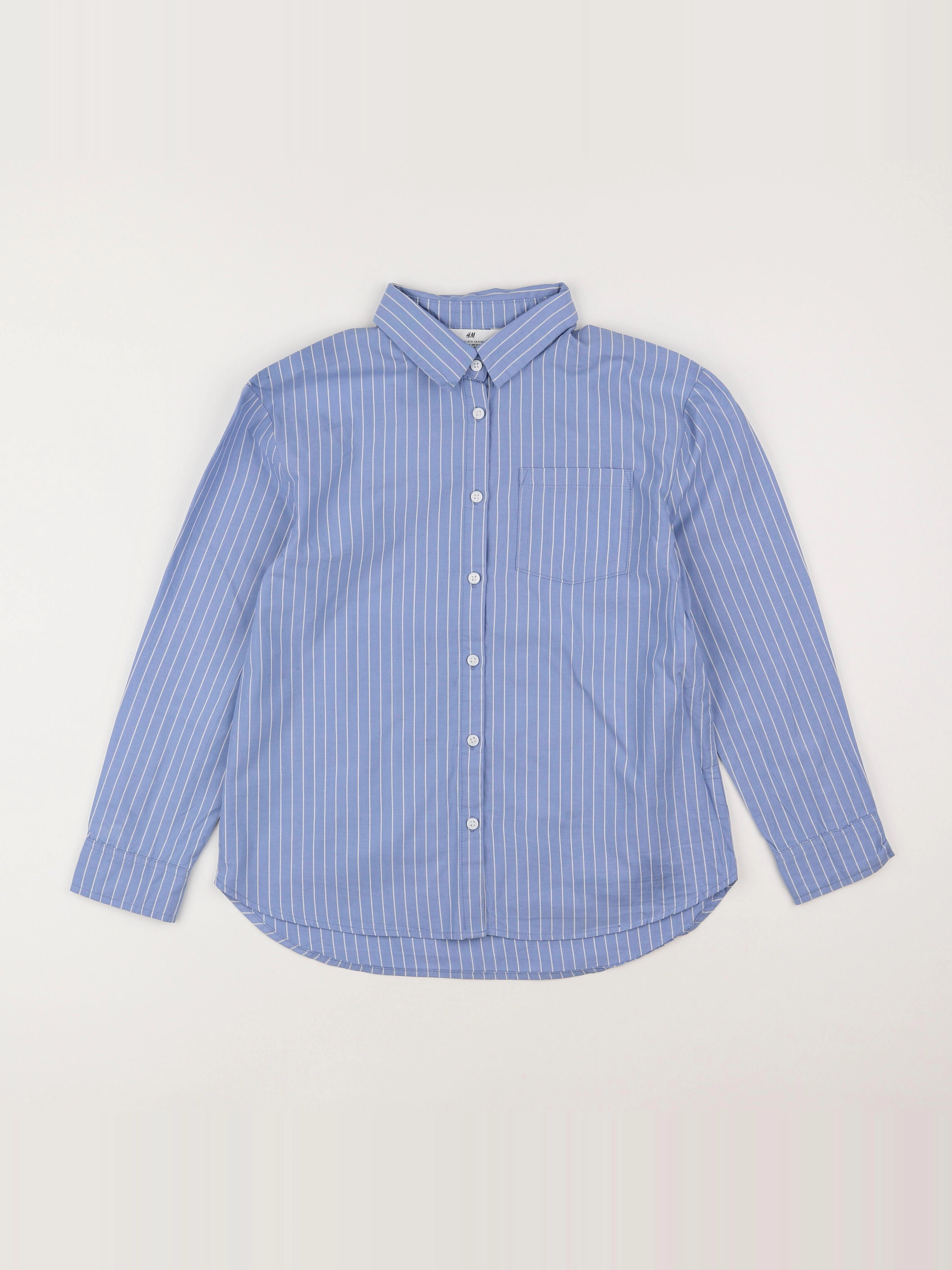 H&M - chemise bleu, beige - 9/10 ans