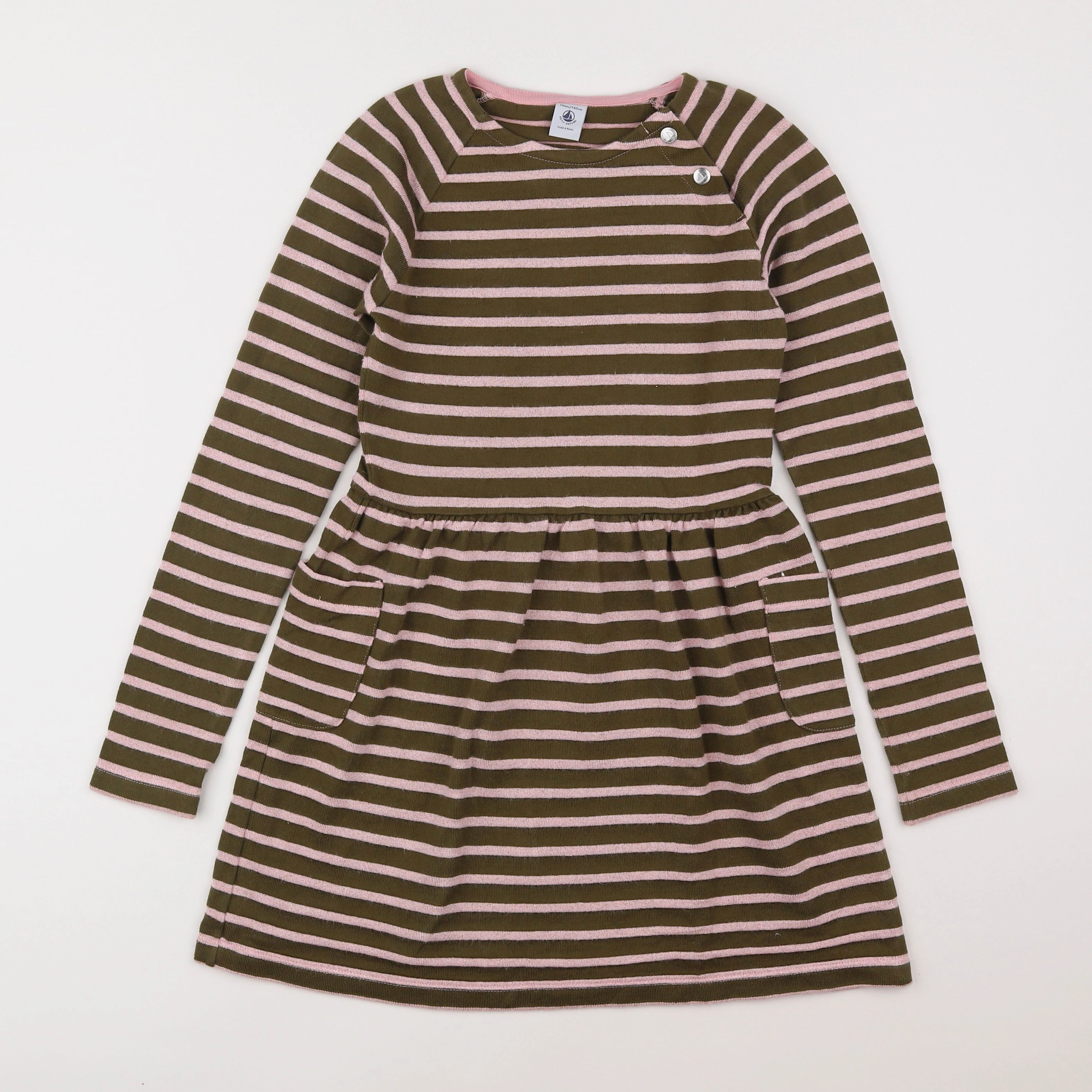 Petit Bateau - robe marron, rose - 10 ans