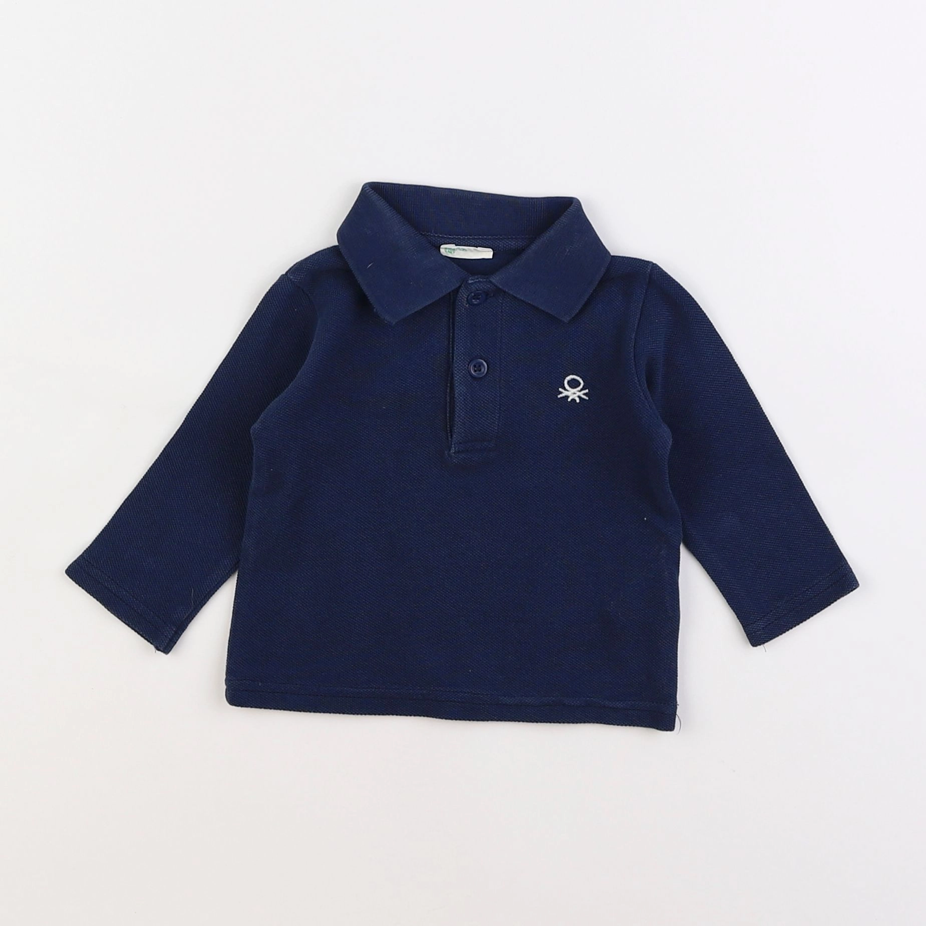 Benetton - polo bleu - 6/9 mois