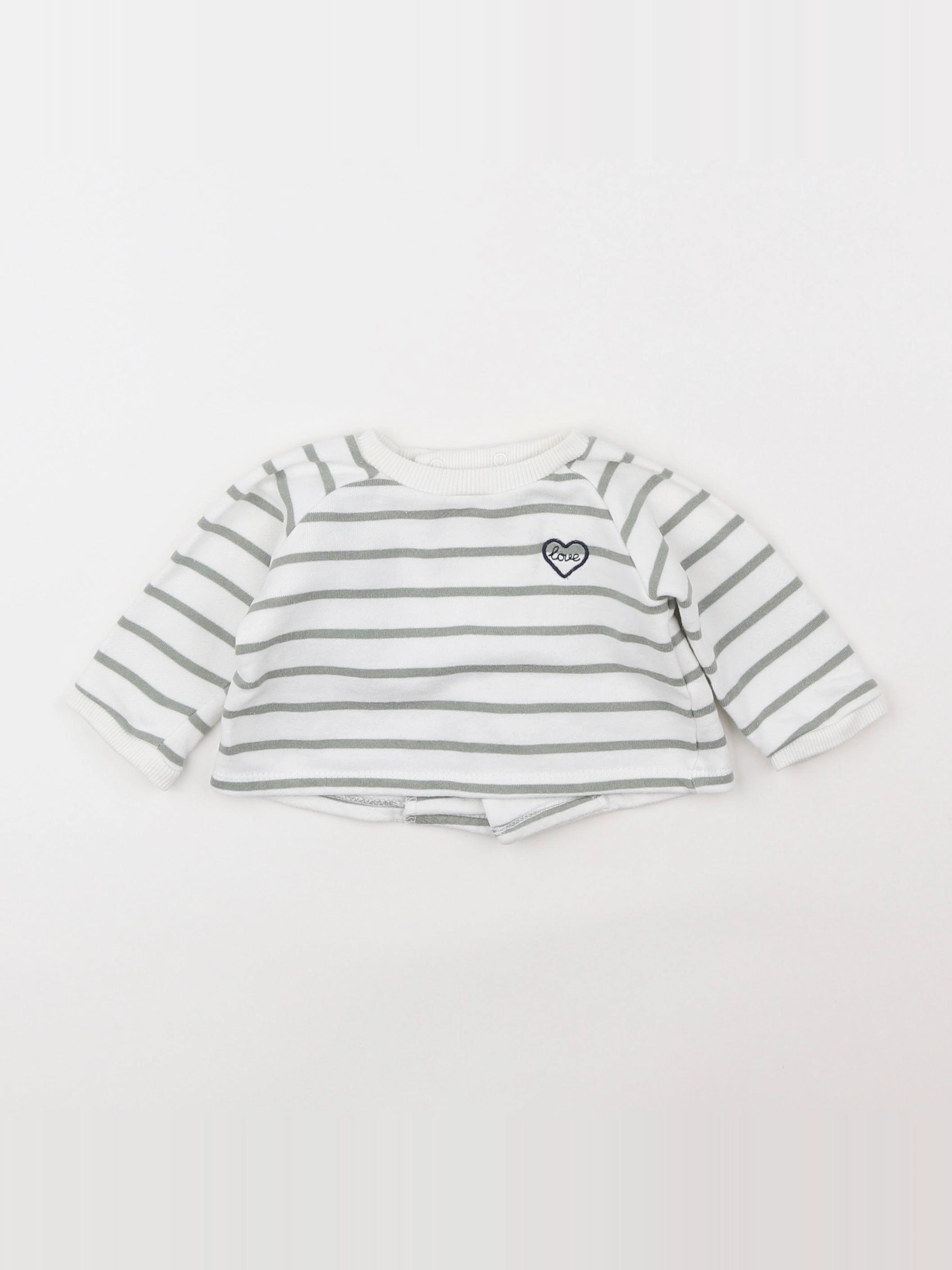 Boutchou - sweat blanc, vert - 3 mois