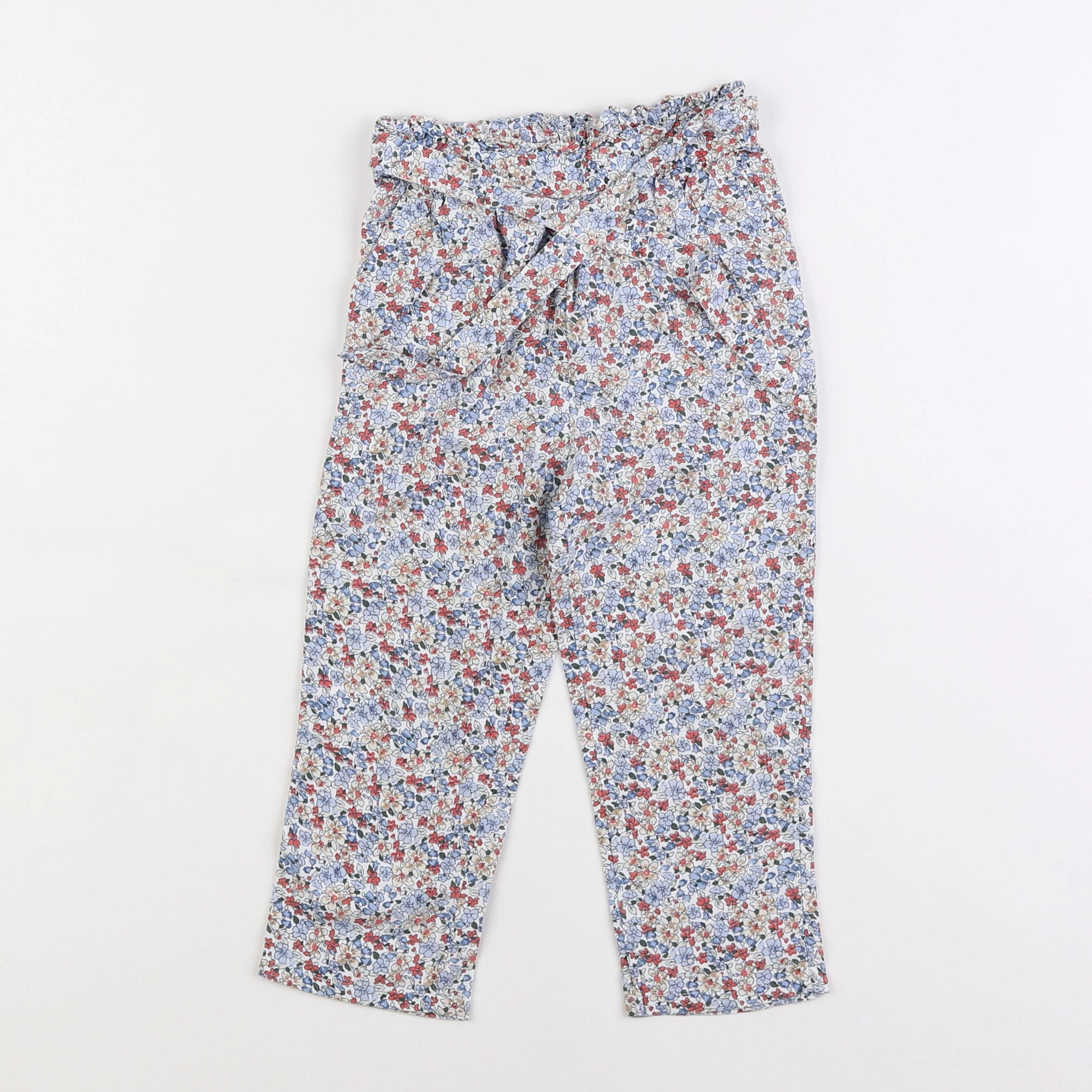 Vertbaudet - pantalon bleu, rouge - 3 ans