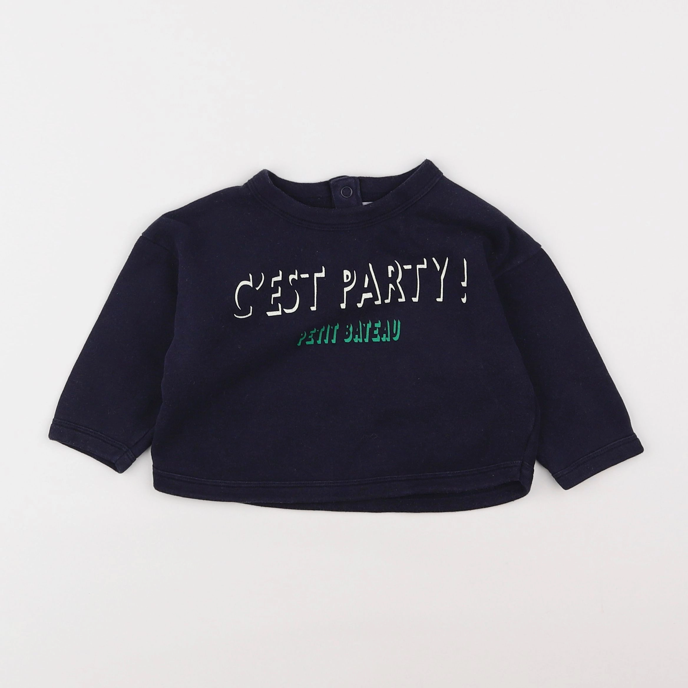 Petit Bateau - sweat bleu - 18 mois