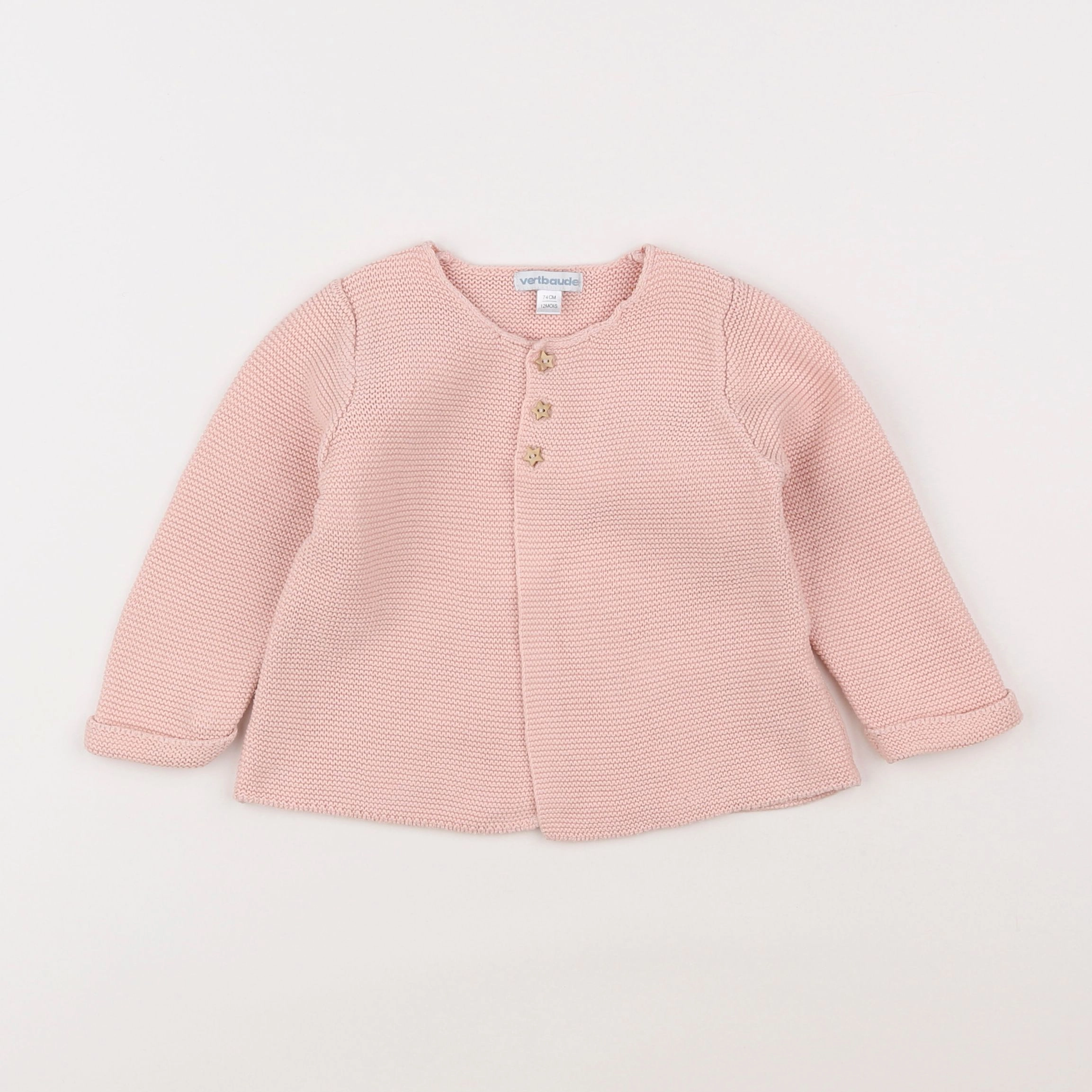 Vertbaudet - gilet rose - 12 mois