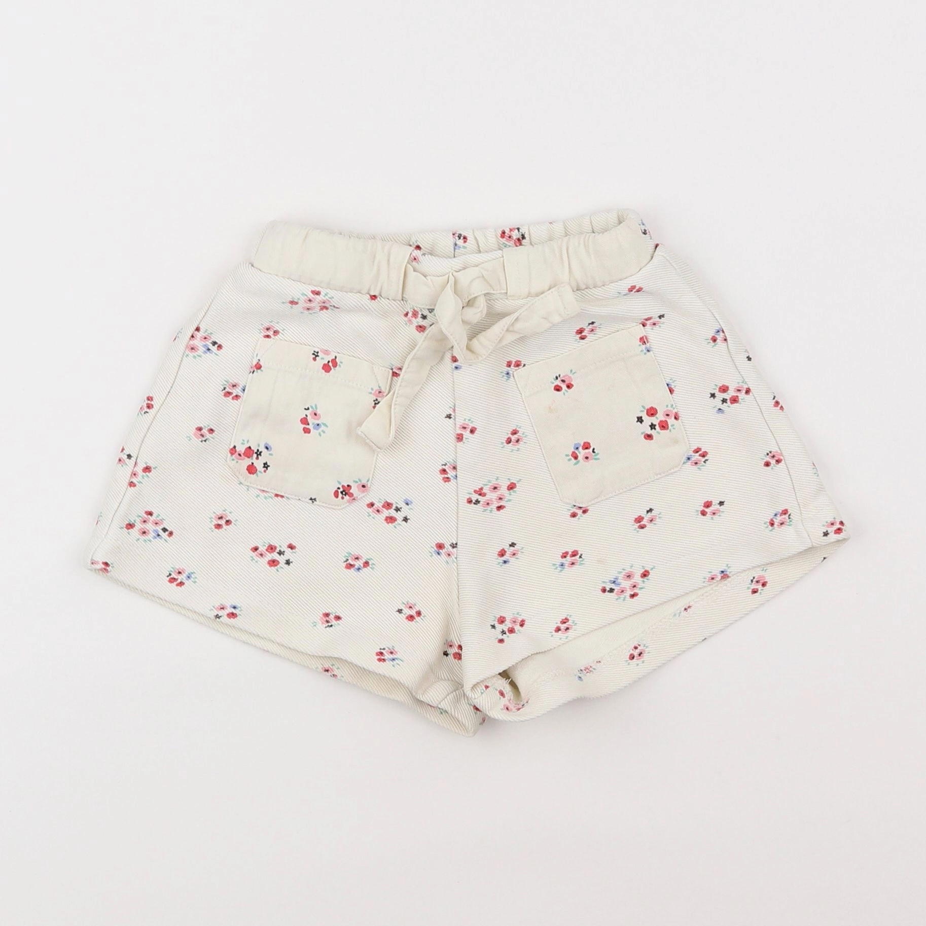 Zara - short blanc, rose - 3/4 ans