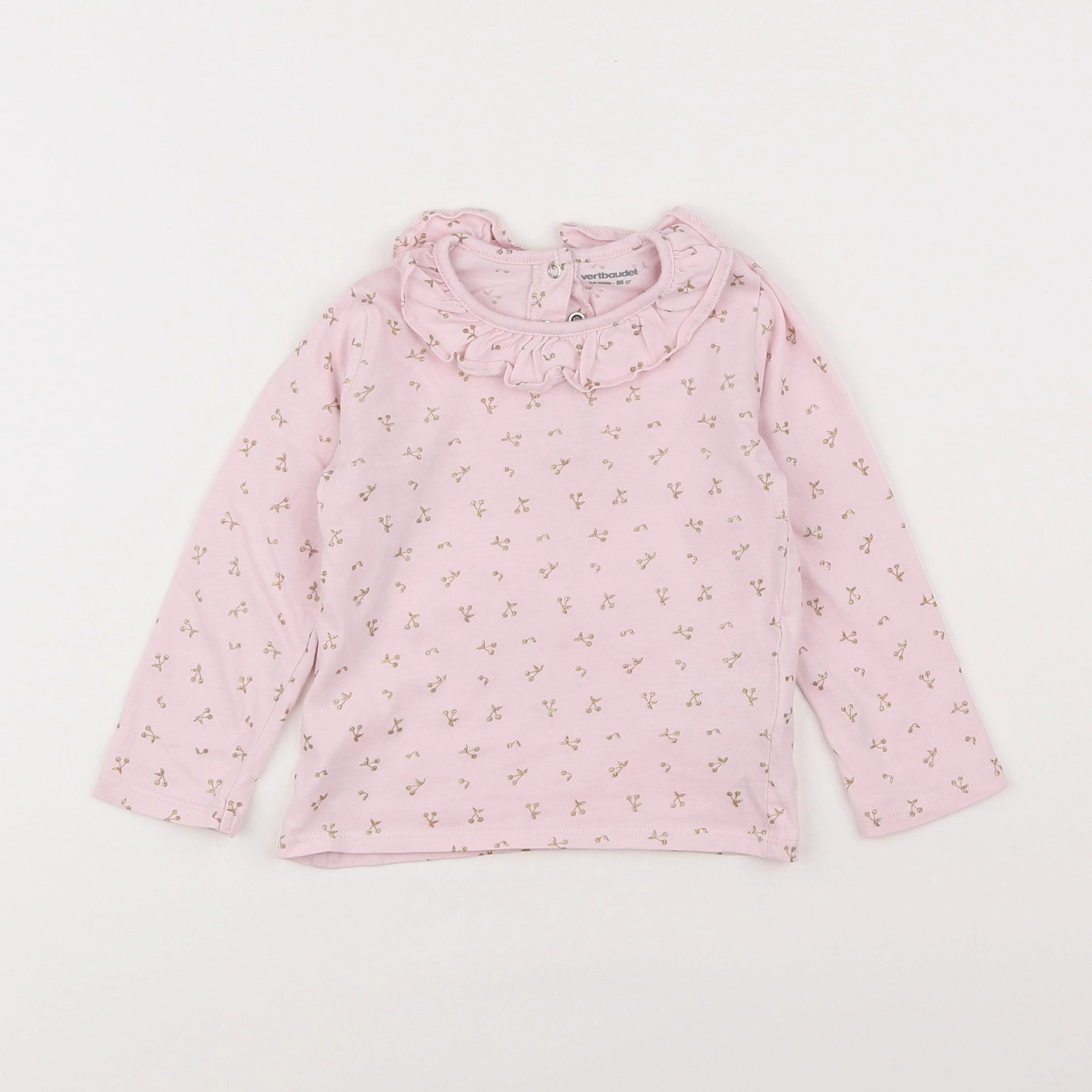 Vertbaudet - tee-shirt rose, or - 2 ans