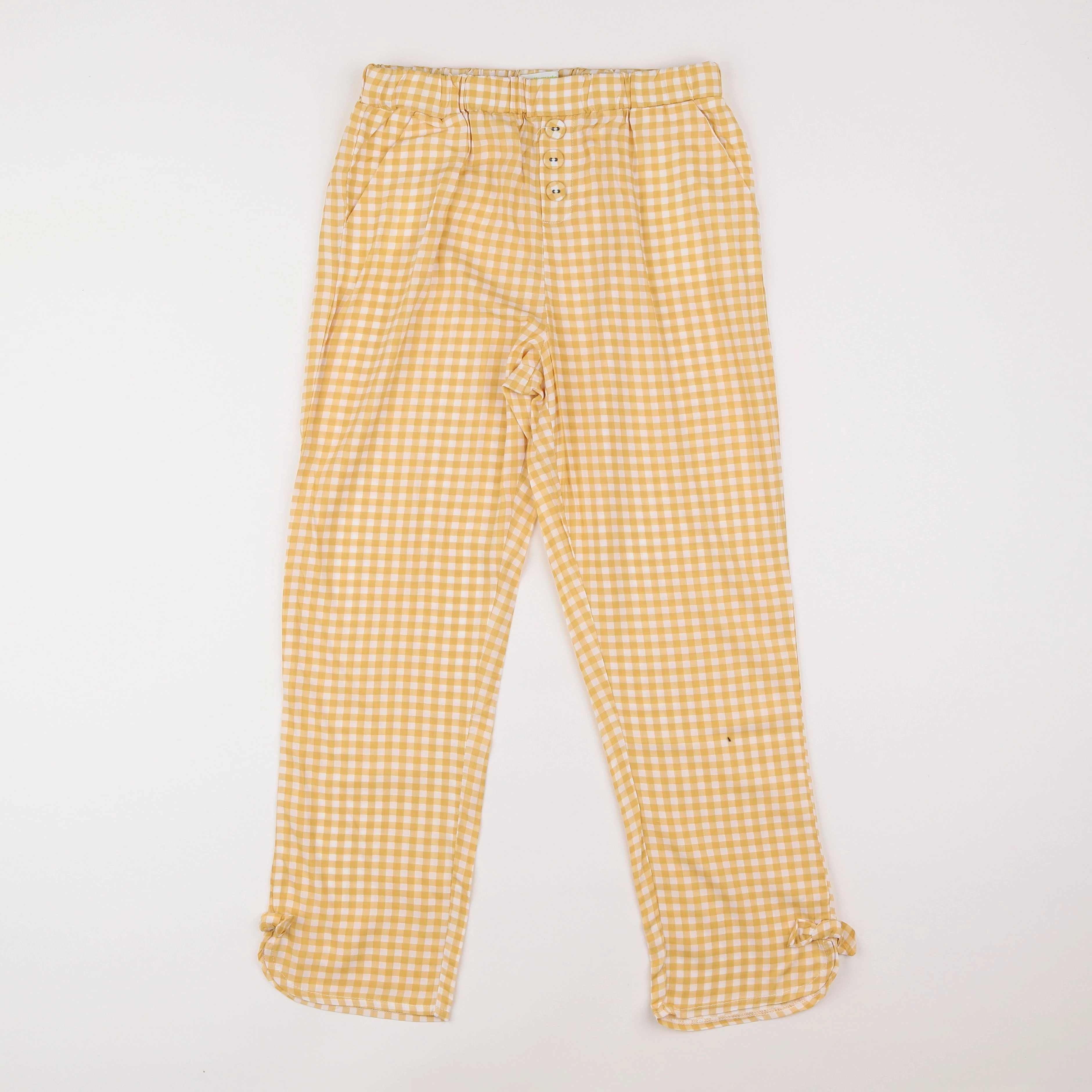 Vertbaudet - pantalon jaune, blanc - 12 ans