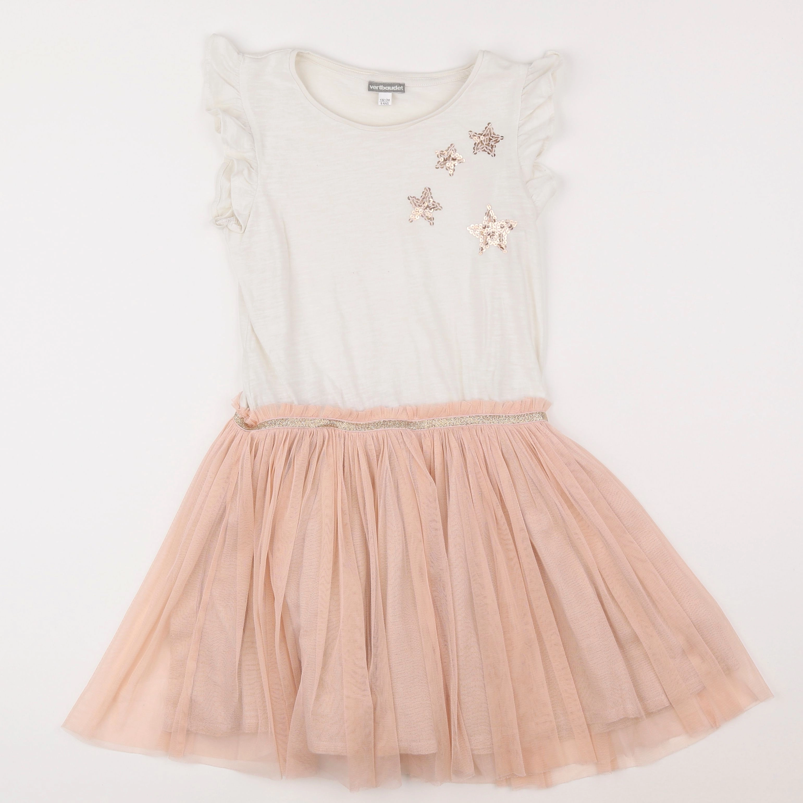 Vertbaudet - robe blanc, rose - 9 ans