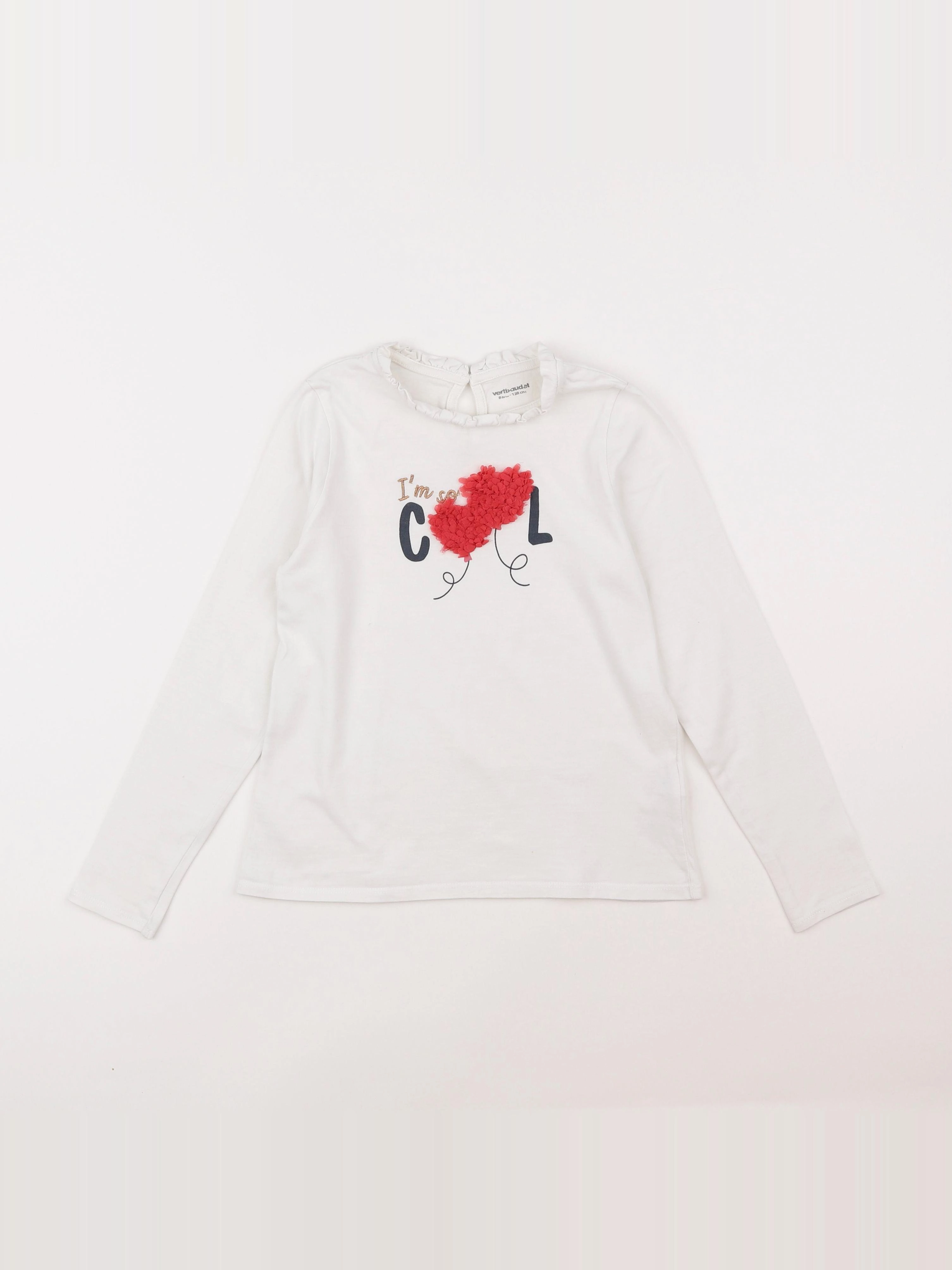 Vertbaudet - tee-shirt blanc - 8 ans
