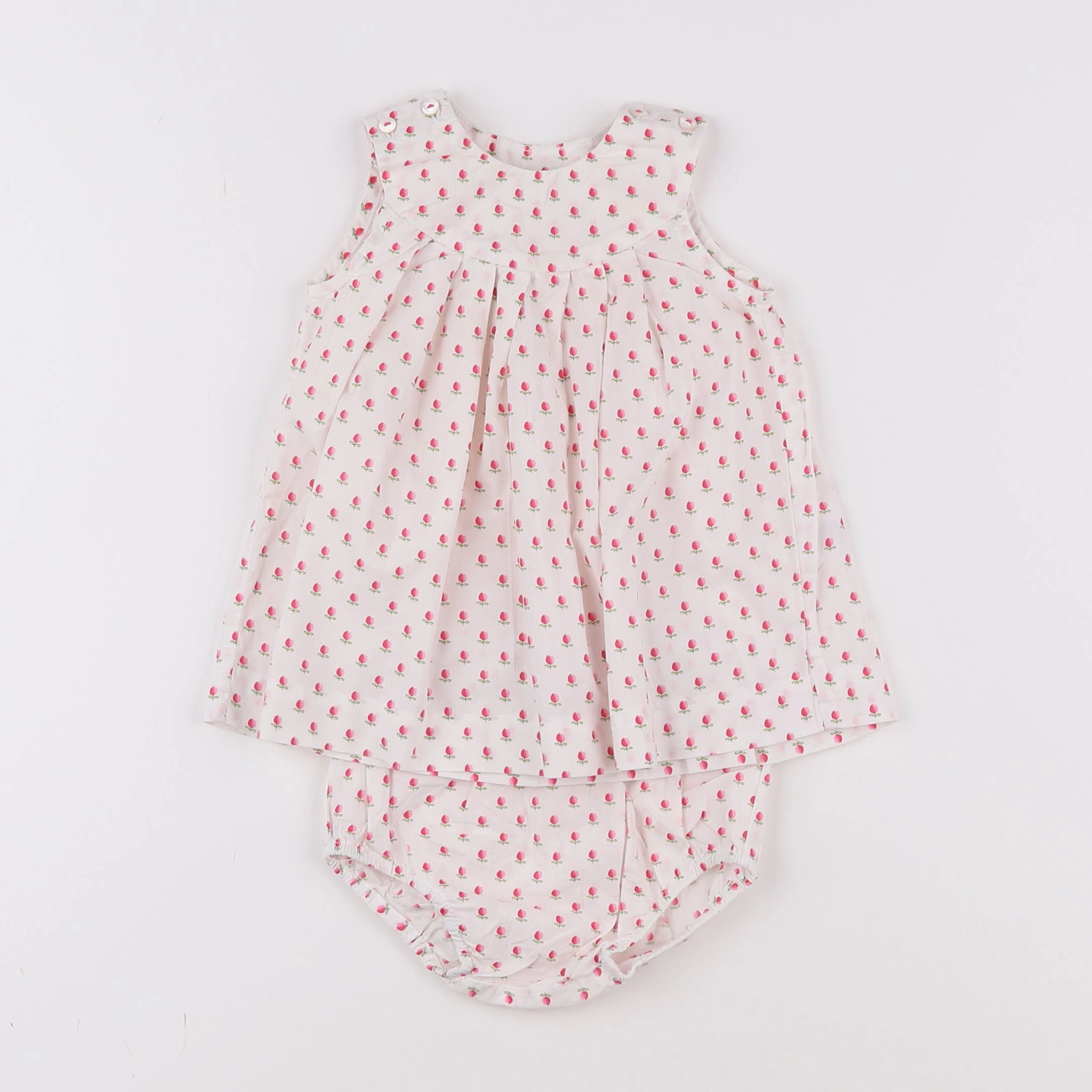 Jacadi - robe blanc, rose - 3 mois