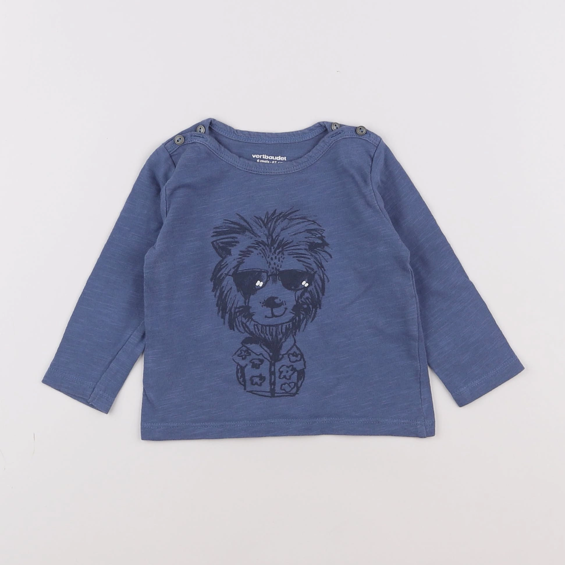 Vertbaudet - tee-shirt bleu - 6 mois