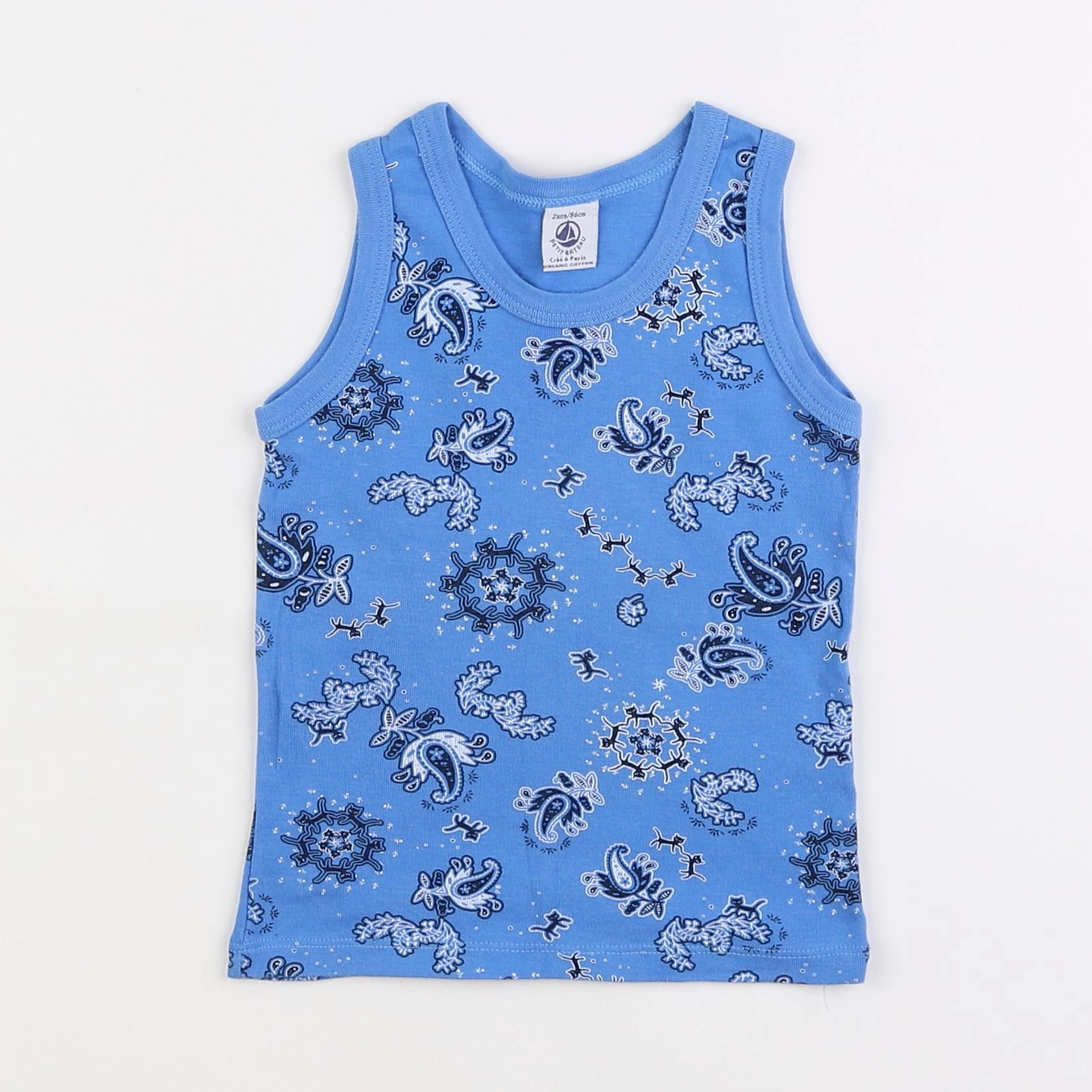 Petit Bateau - maillot de corps bleu - 2 ans