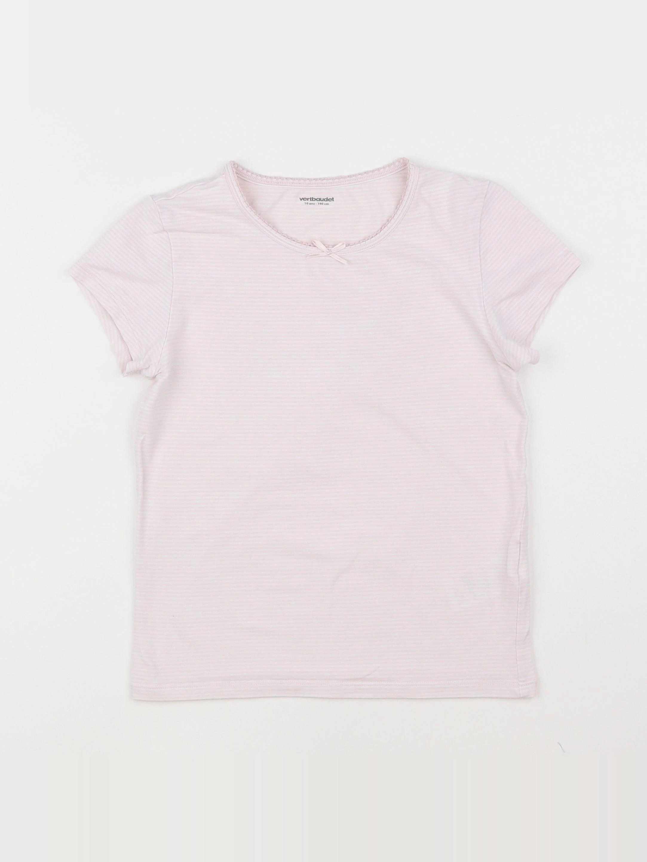 Vertbaudet - maillot de corps blanc, rose - 10 ans