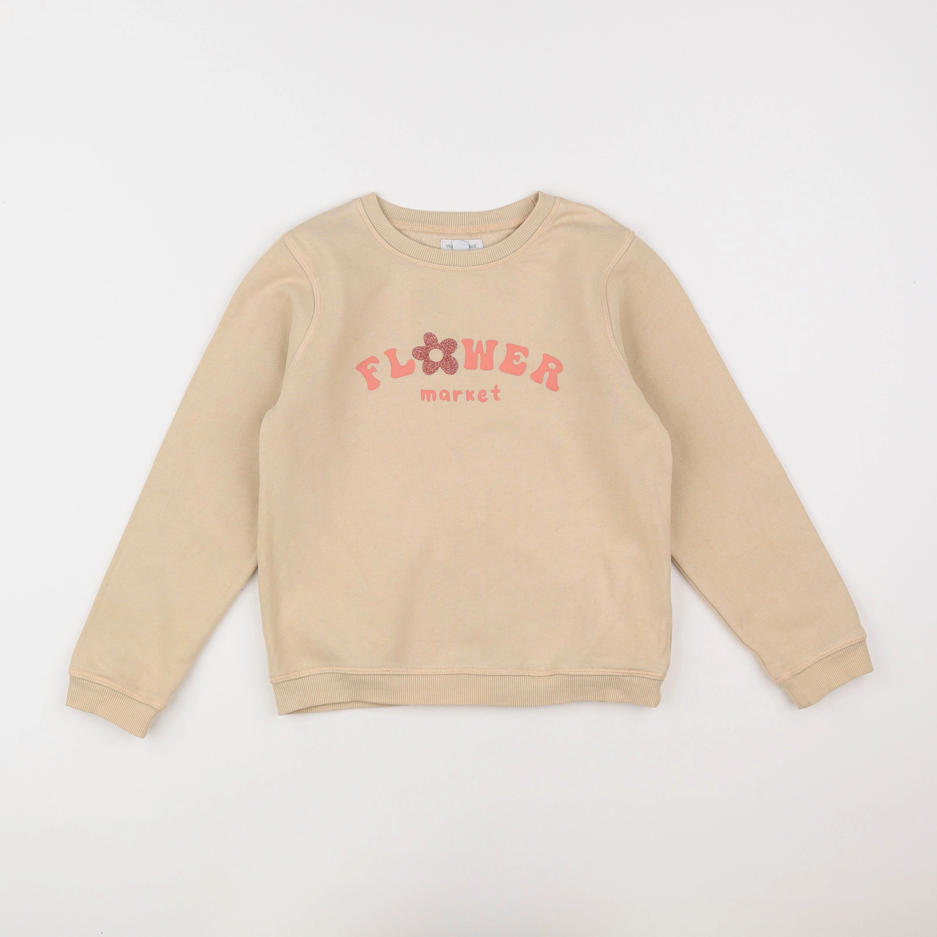 Vertbaudet - sweat beige - 8 ans