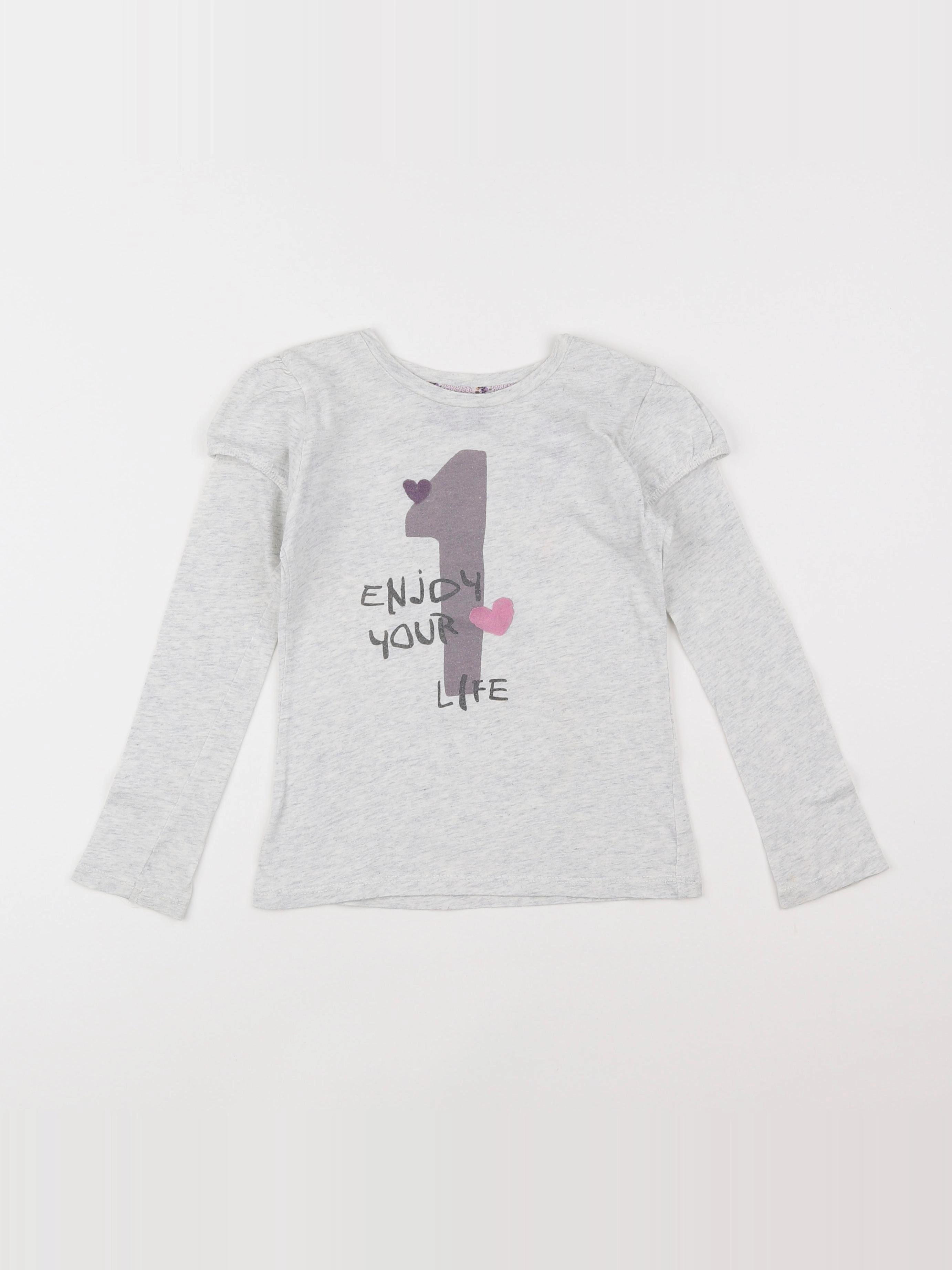 IKKS - tee-shirt gris, rose - 5 ans