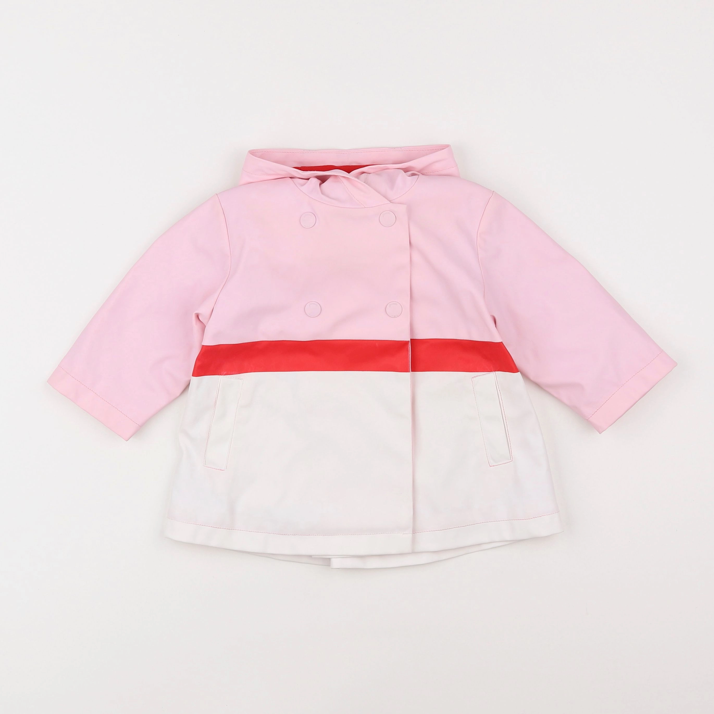 Jacadi - imperméable rose, blanc - 12 mois