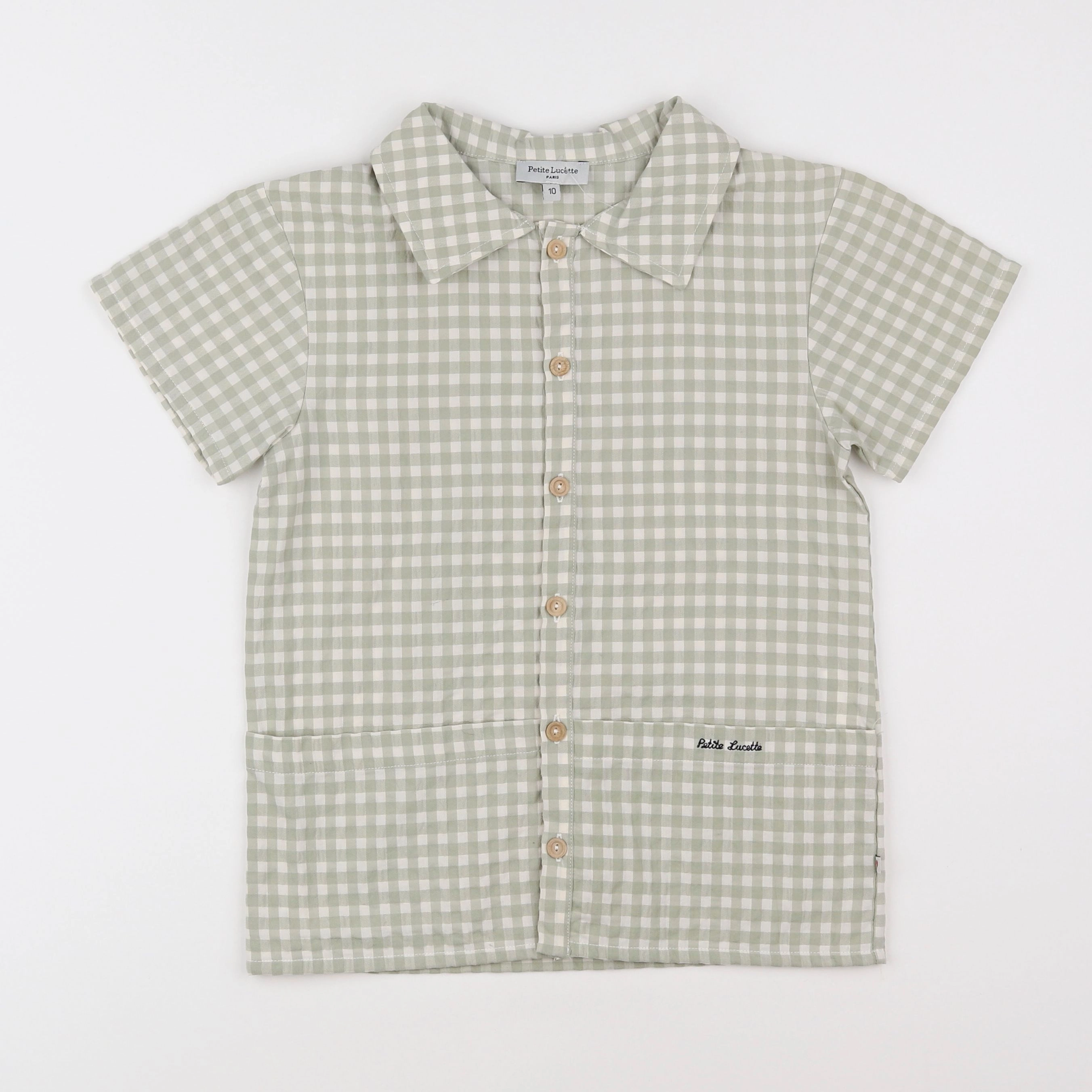 Petite Lucette - chemise beige, vert - 10 ans