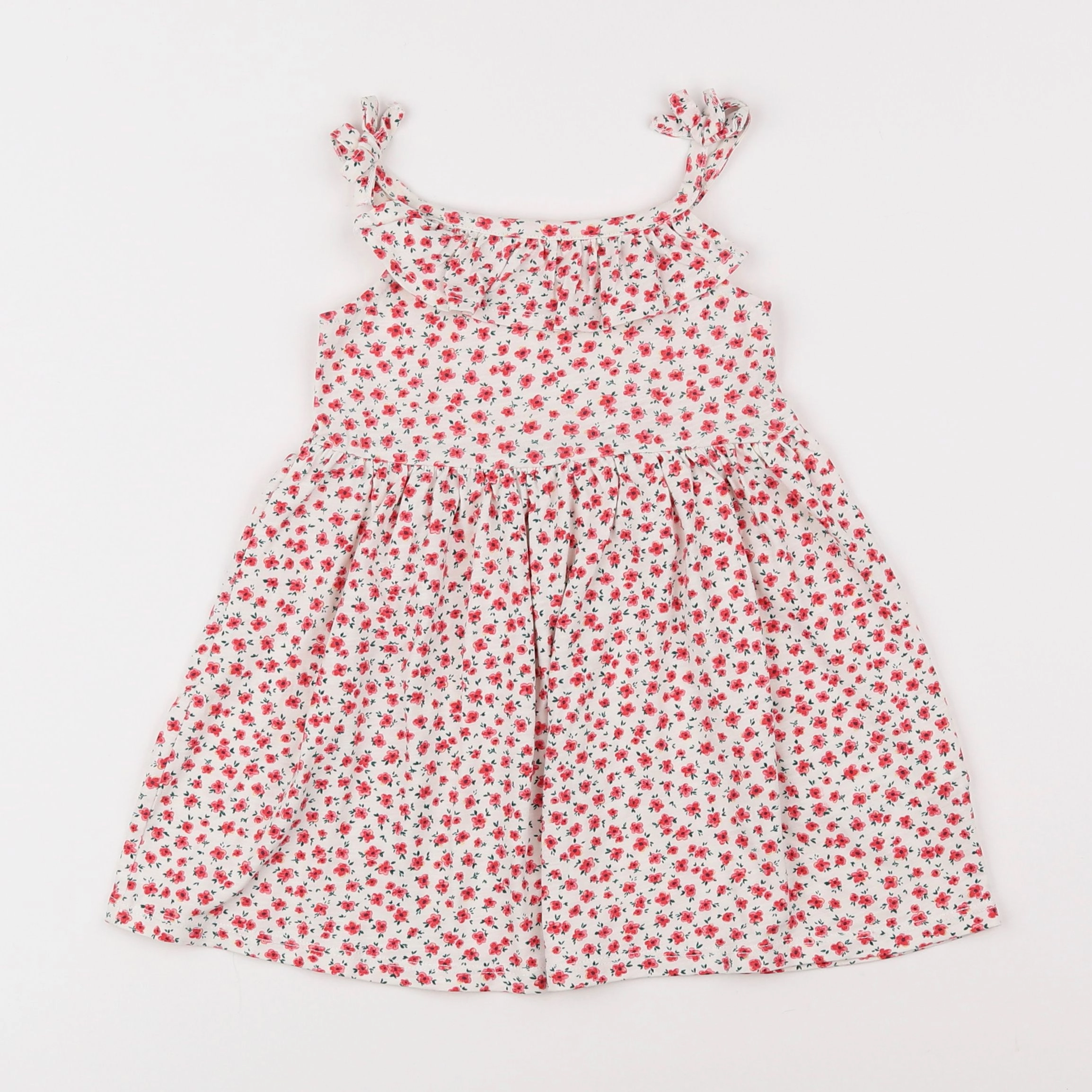 Vertbaudet - robe blanc, rouge - 2 ans