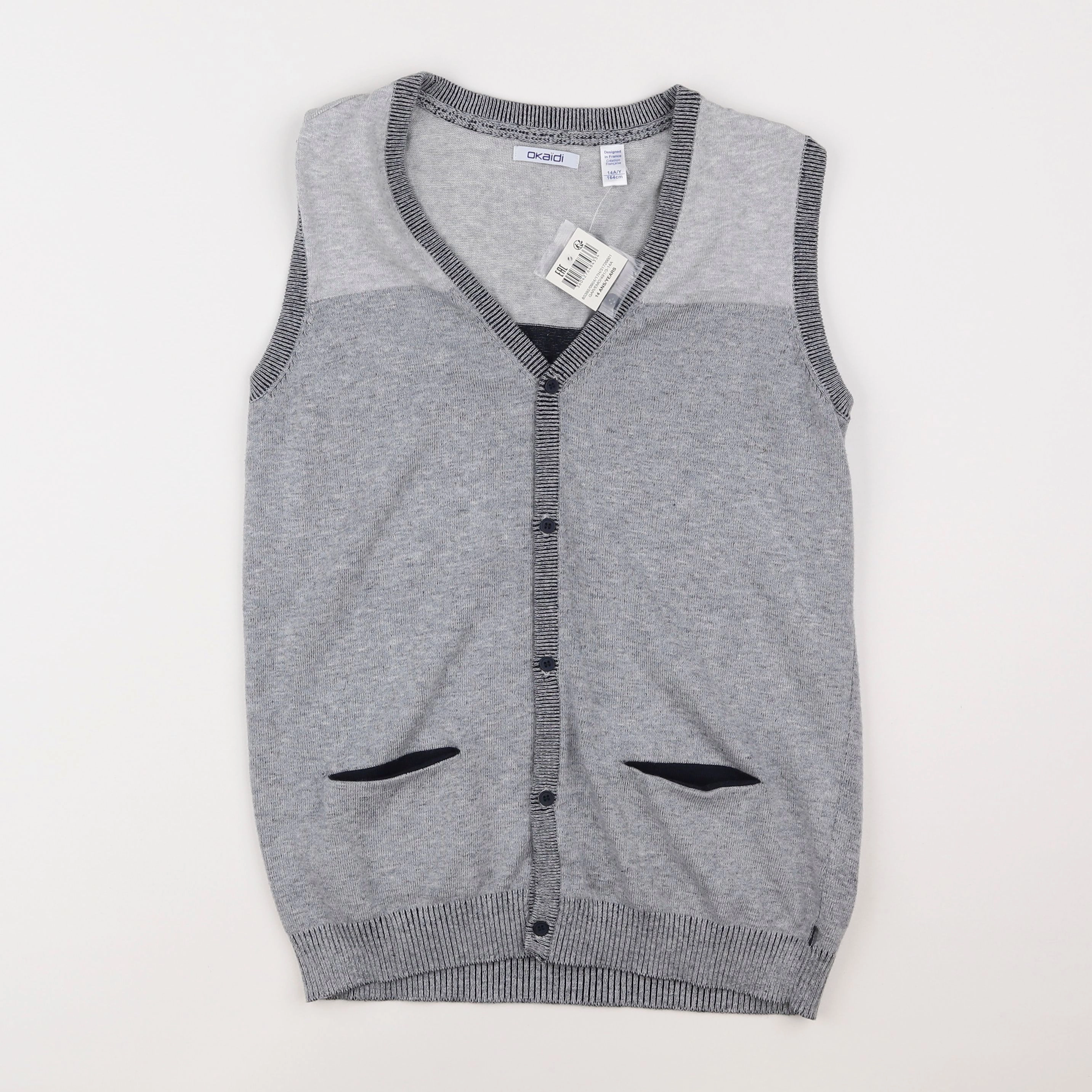 Okaidi - gilet gris - 14 ans