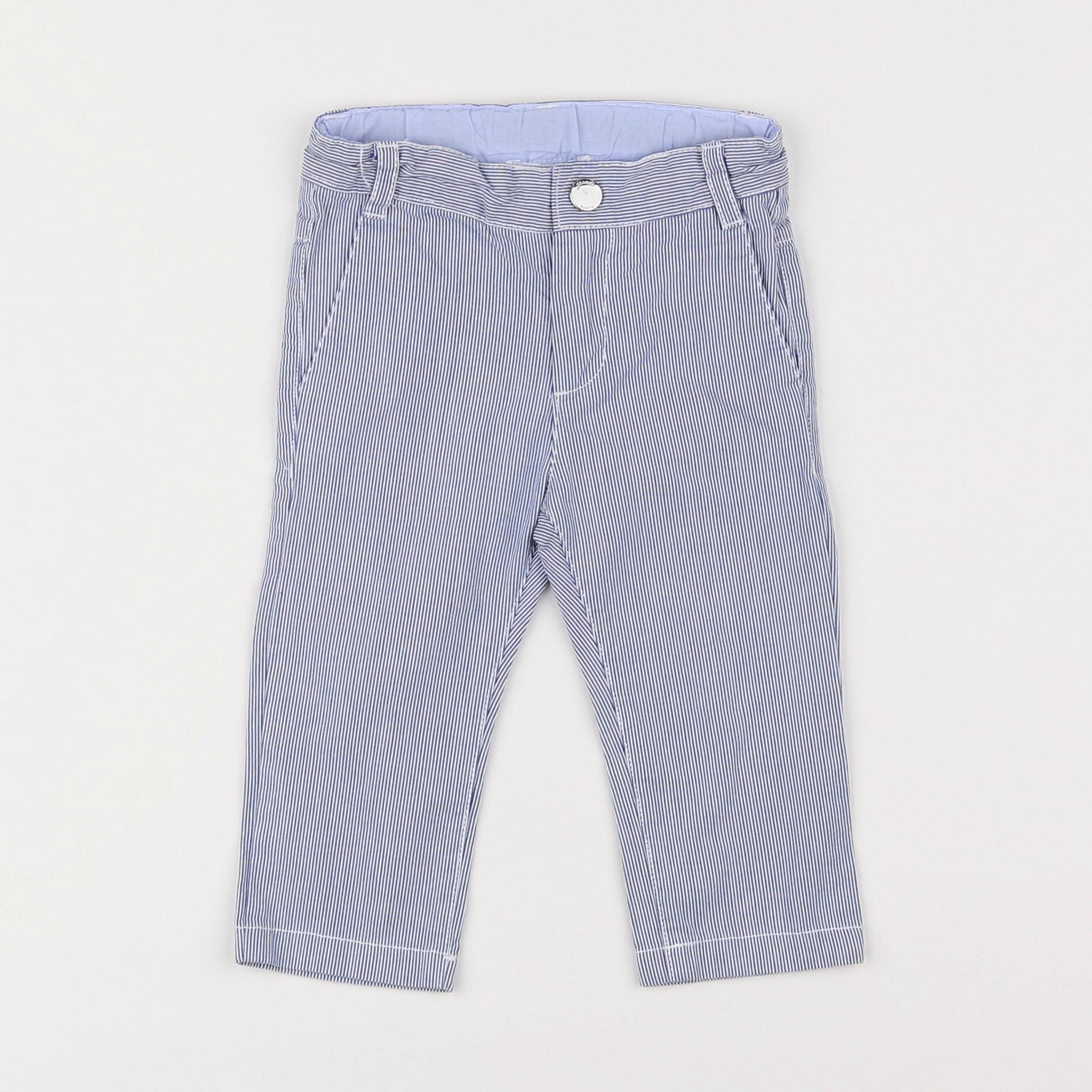 Jacadi - pantalon bleu, blanc - 12 mois