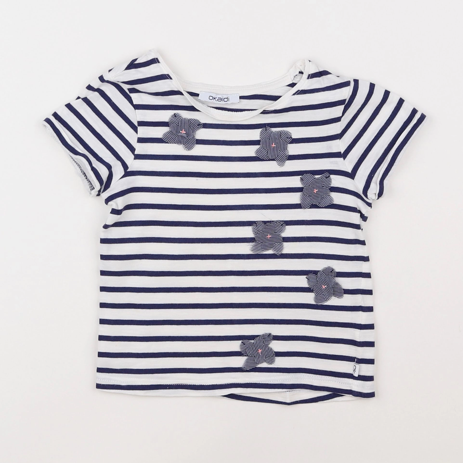 Okaidi - tee-shirt blanc, bleu - 4 ans