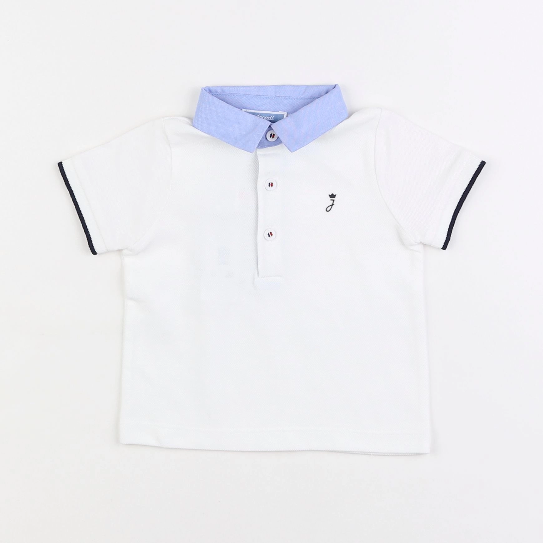 Jacadi - polo blanc, bleu - 6 mois