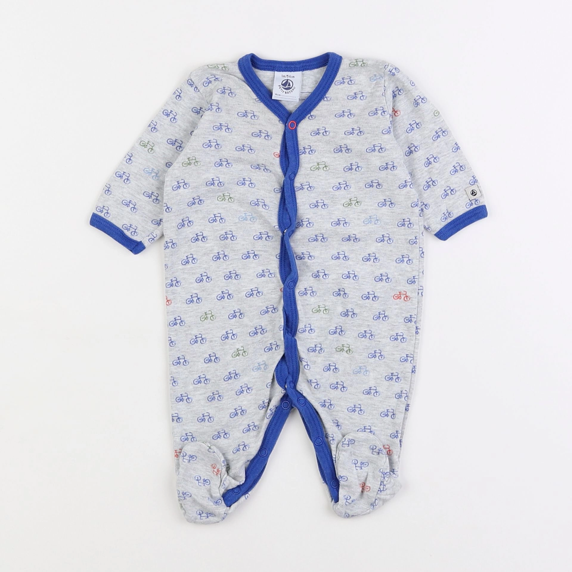 Petit Bateau - pyjama coton gris - 1 mois