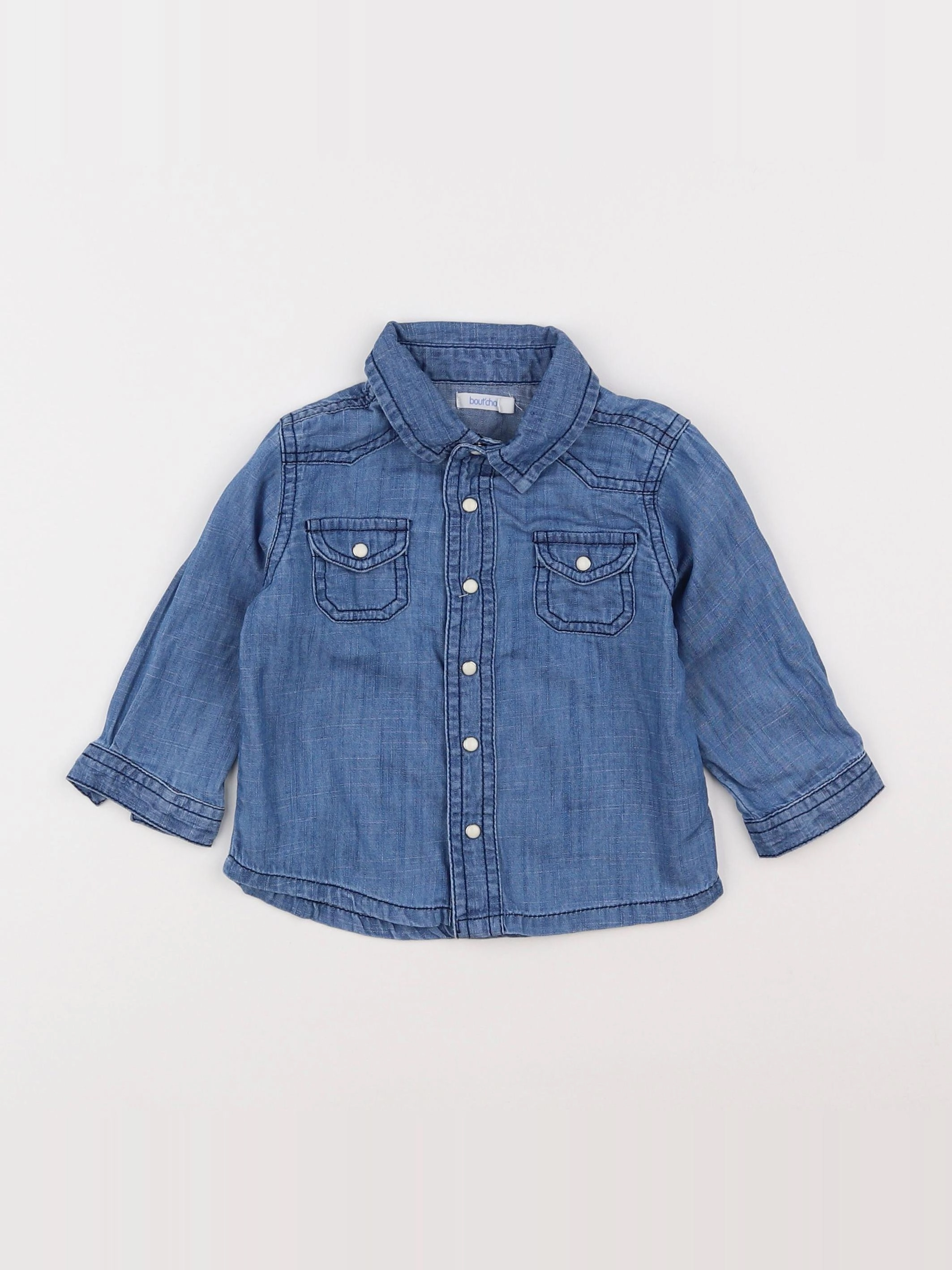 Boutchou - chemise bleu - 9 mois