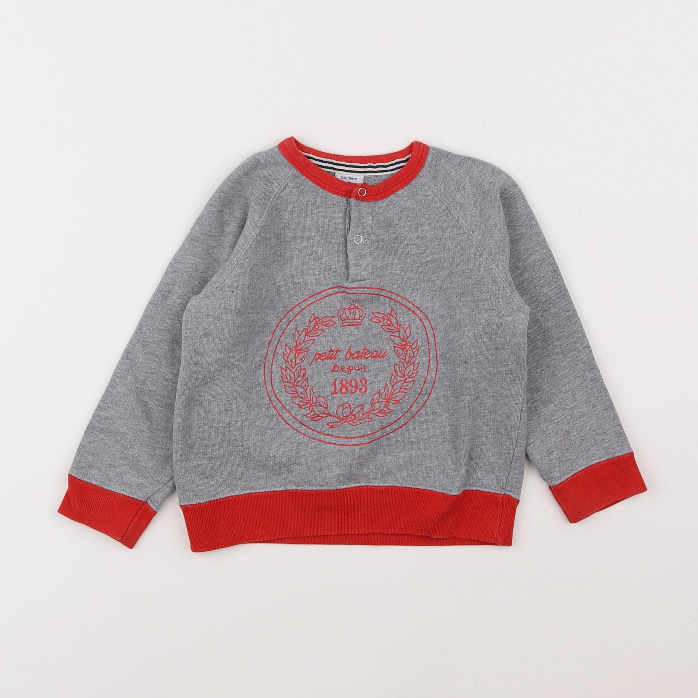 Petit Bateau - sweat gris - 2 ans