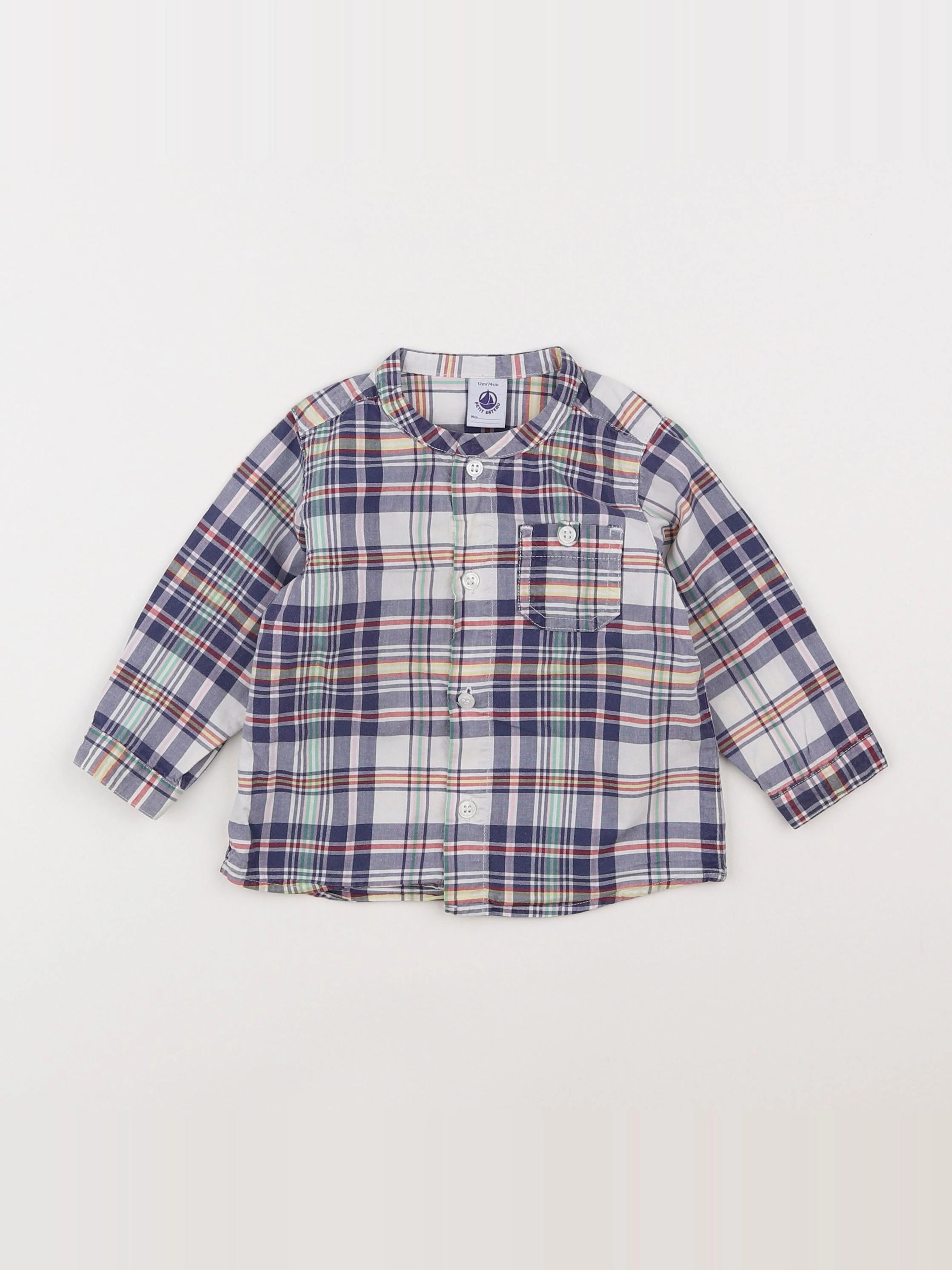Petit Bateau - chemise multicolore - 12 mois
