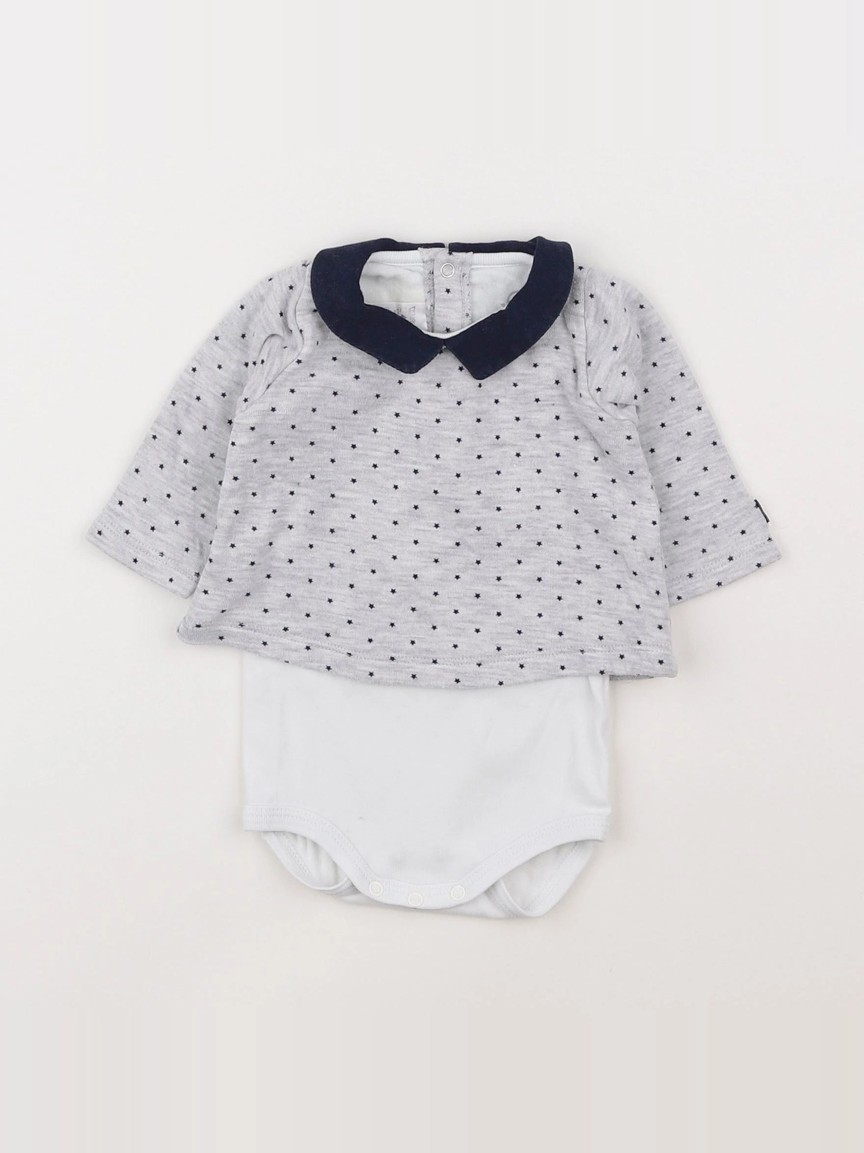 Petit Bateau - body tee-shirt gris - 3 mois